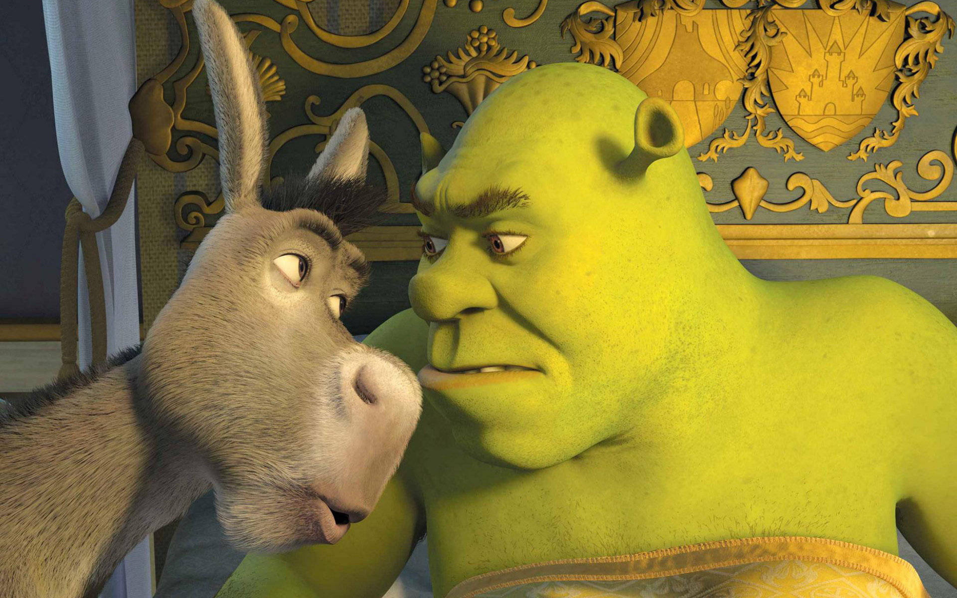 Shrek The Third Looking At Donkey Background