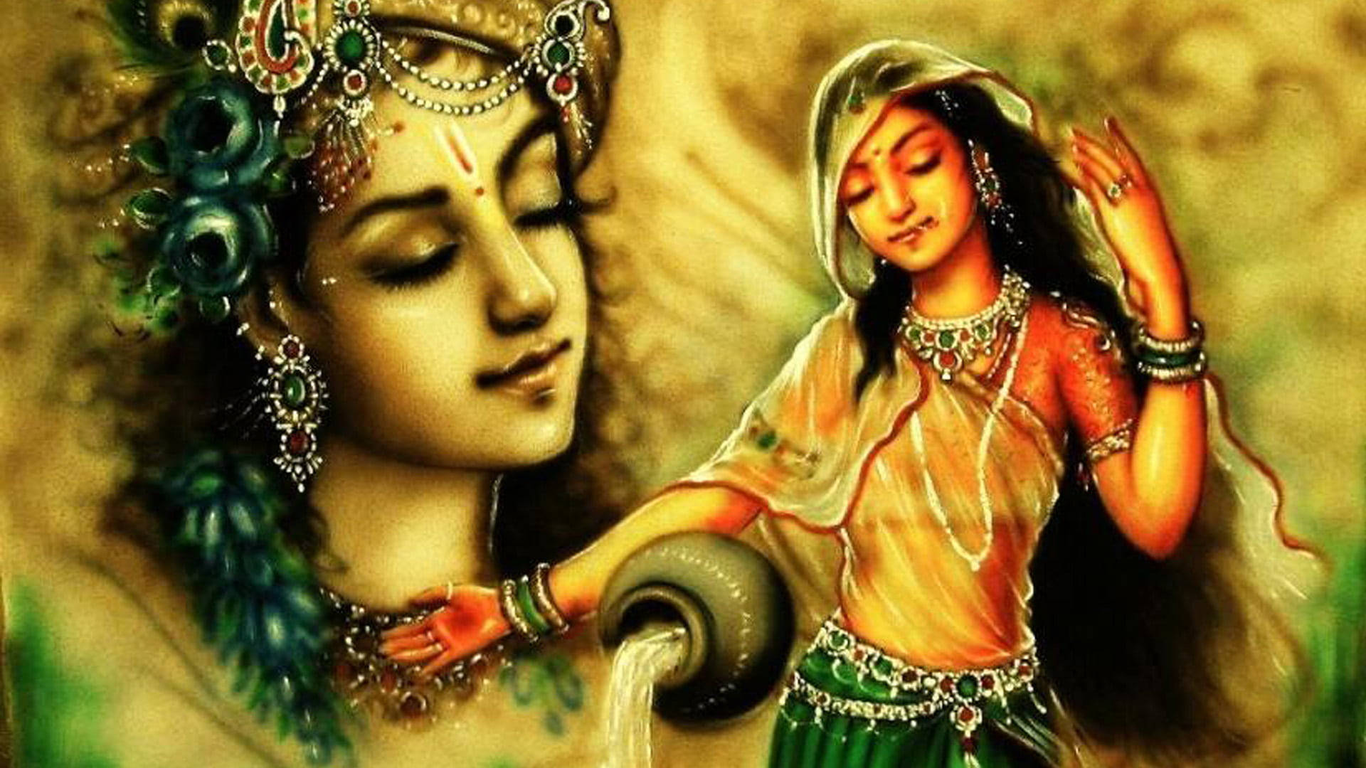 Shri Krishna And Radha Painting Background
