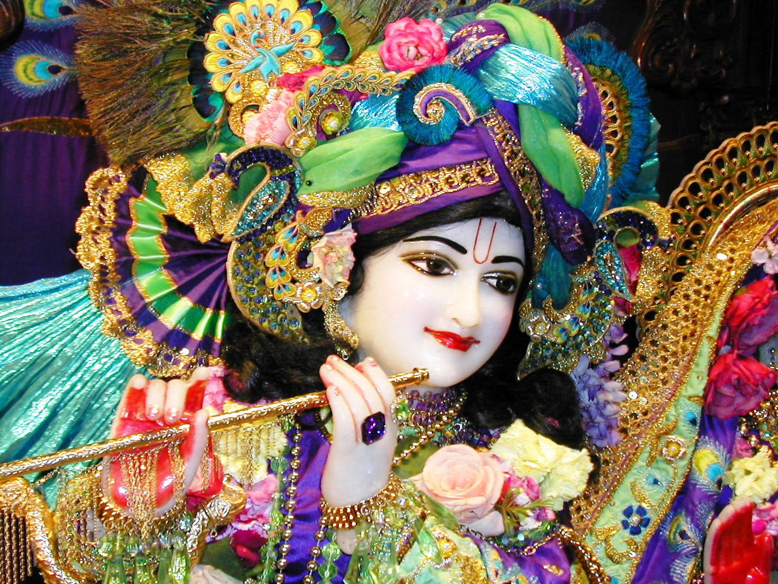 Shri Krishna Colorful Headdress Background
