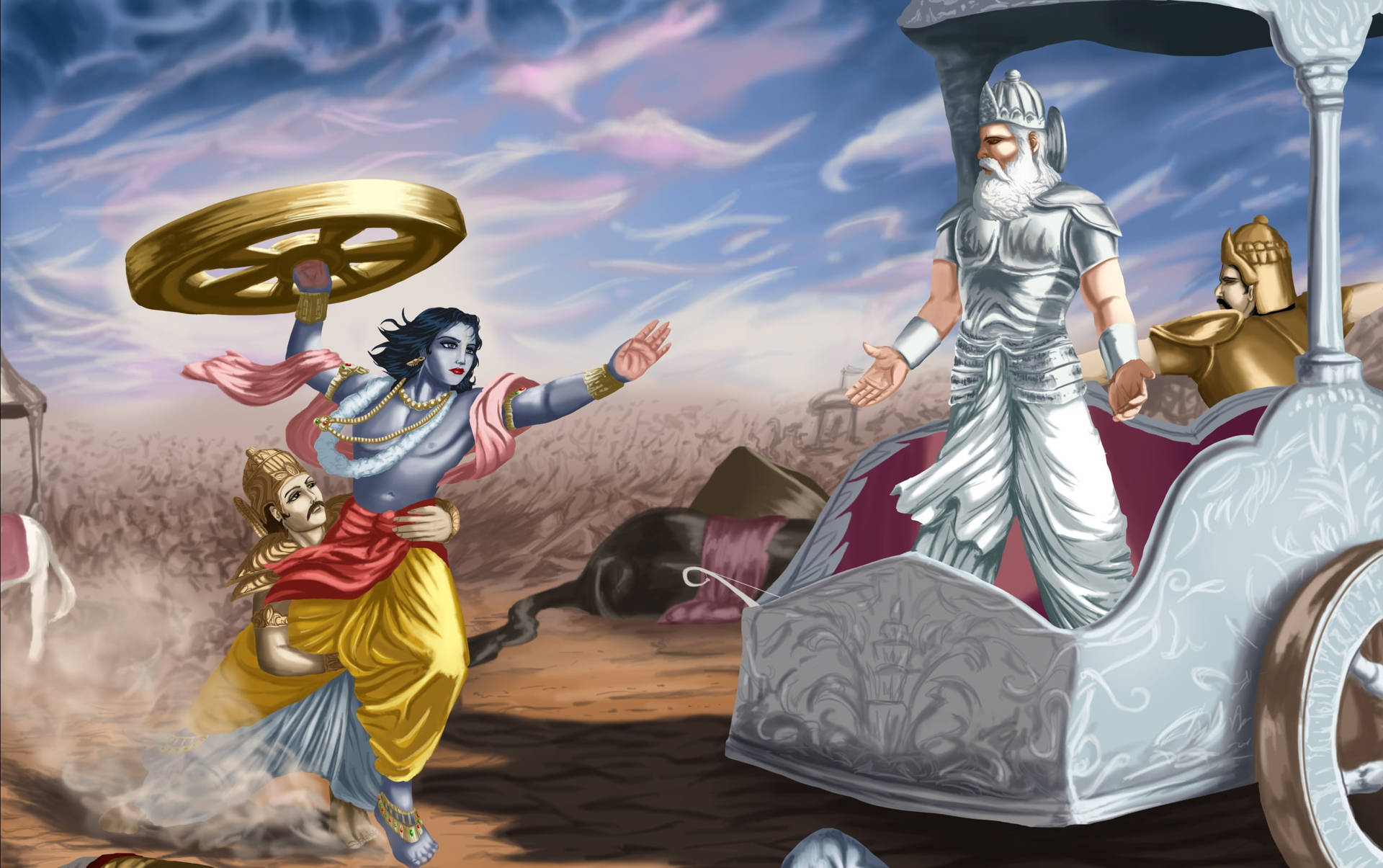 Shri Krishna Threatening Bhishma