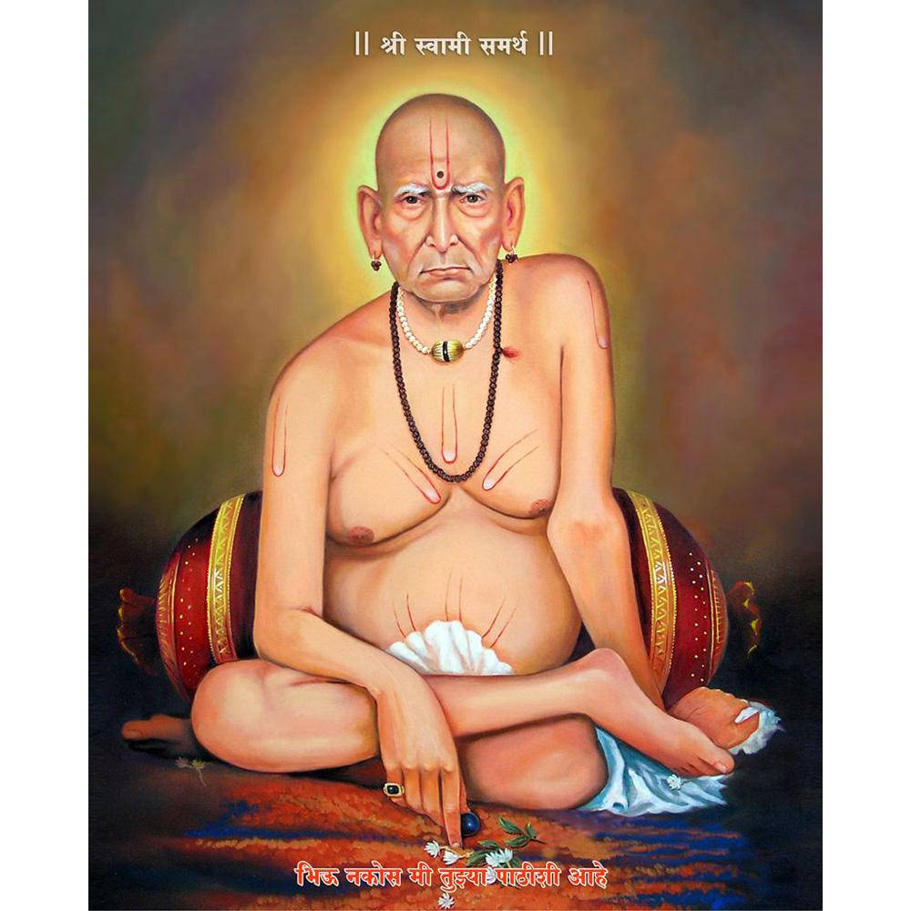 Shri Swami Samart With Red Pillow Background
