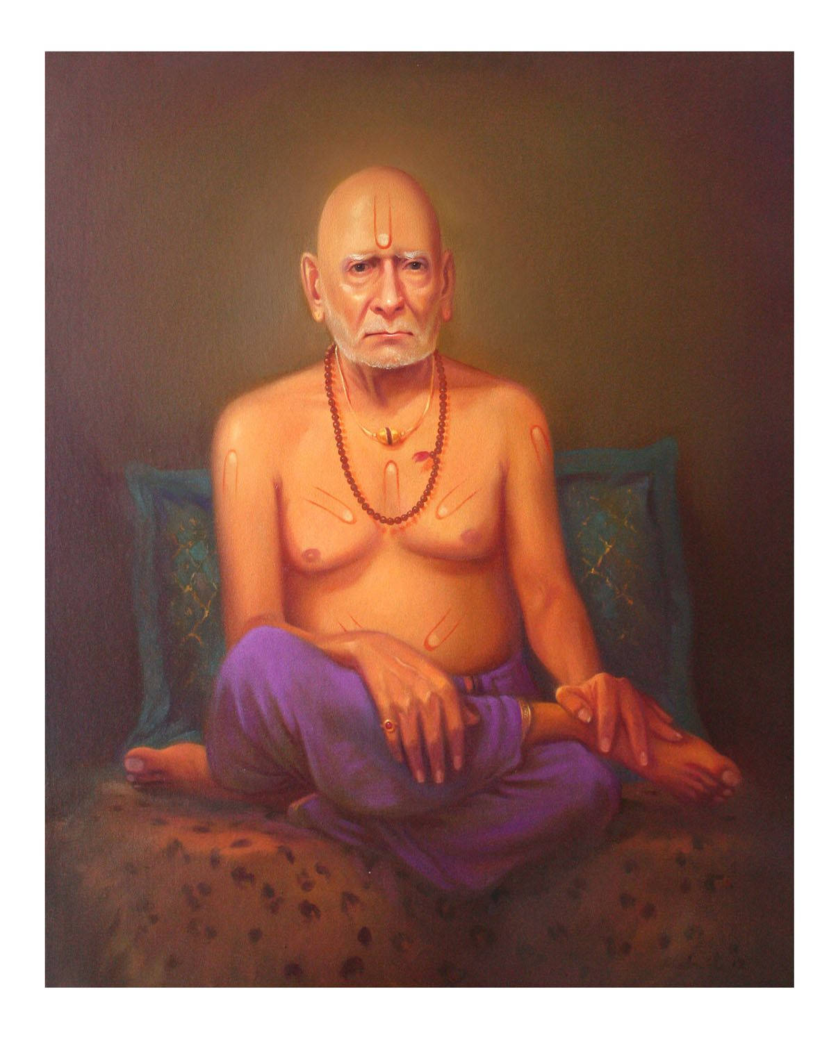 Shri Swami Samarth On Colorful Chair Background