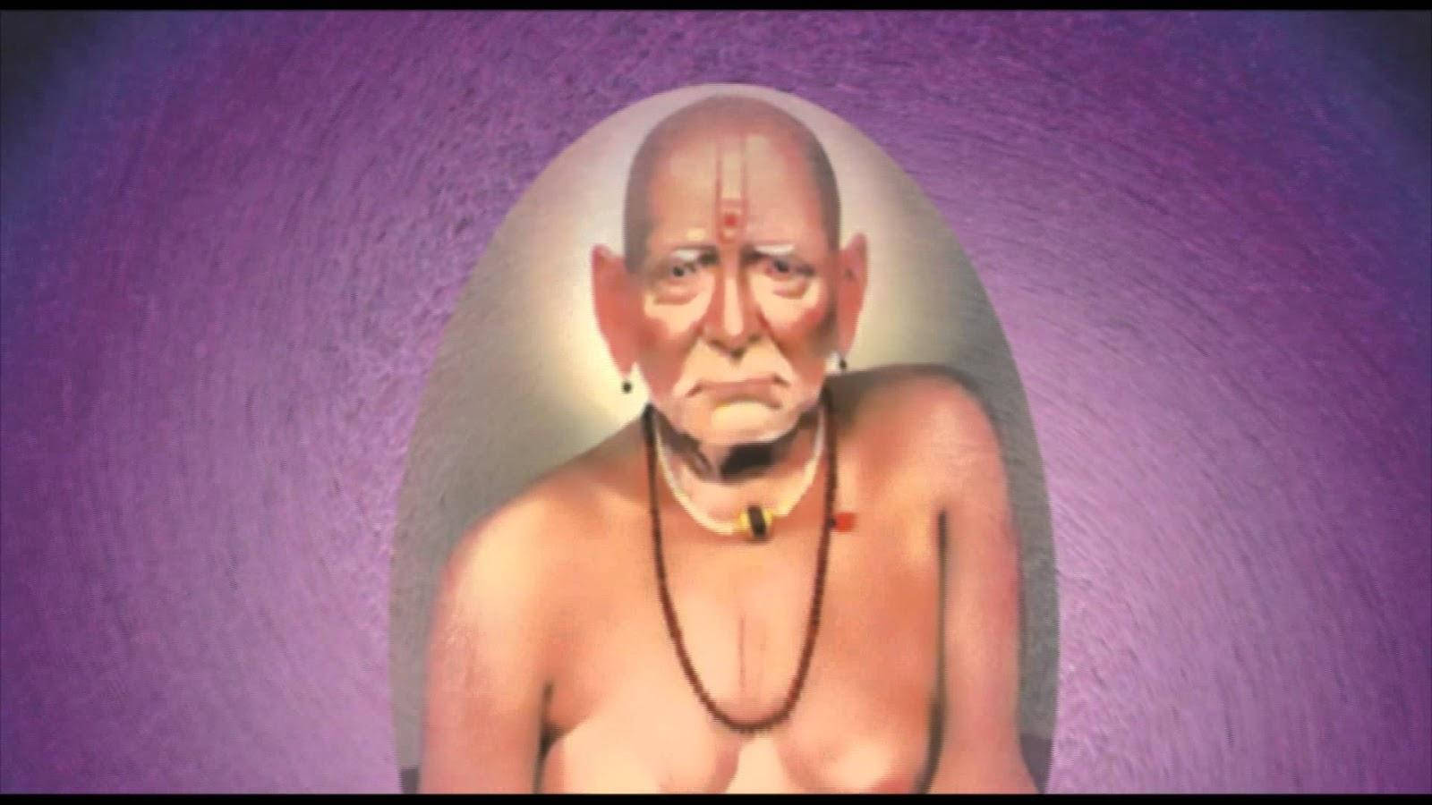 Shri Swami Samarth On Purple Background Background