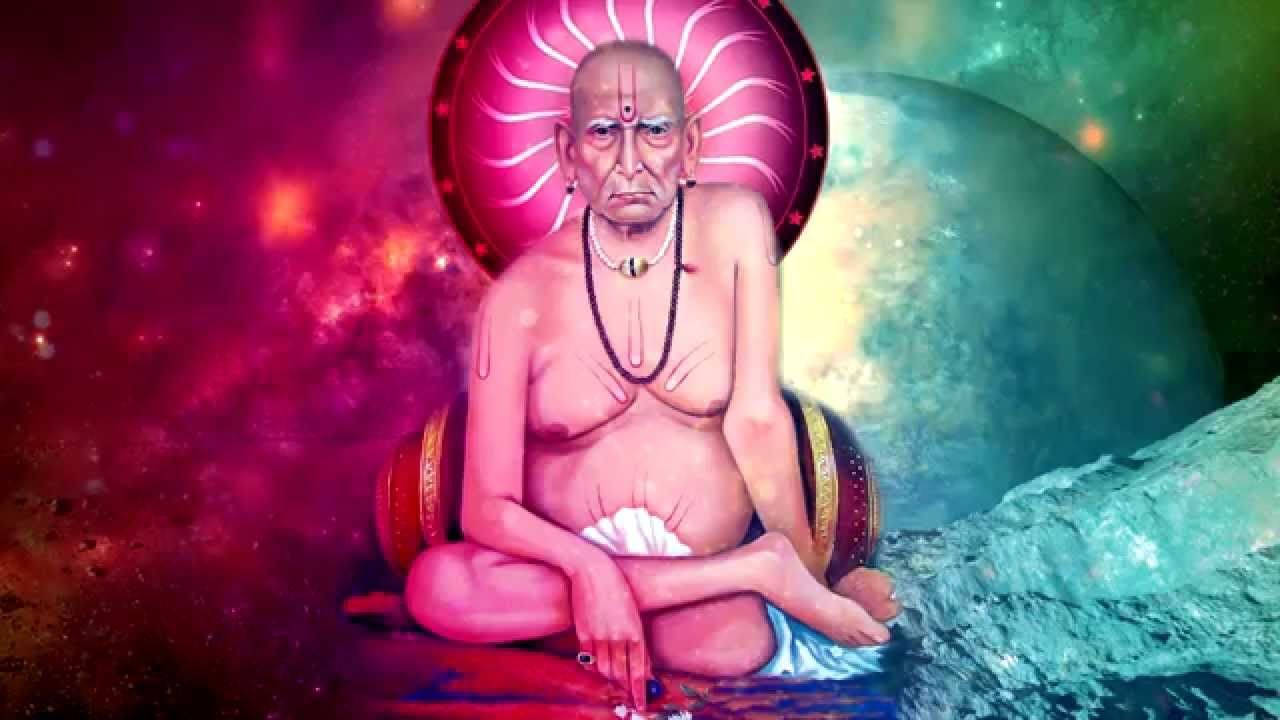 Shri Swami Samarth Pink And Green Background Background