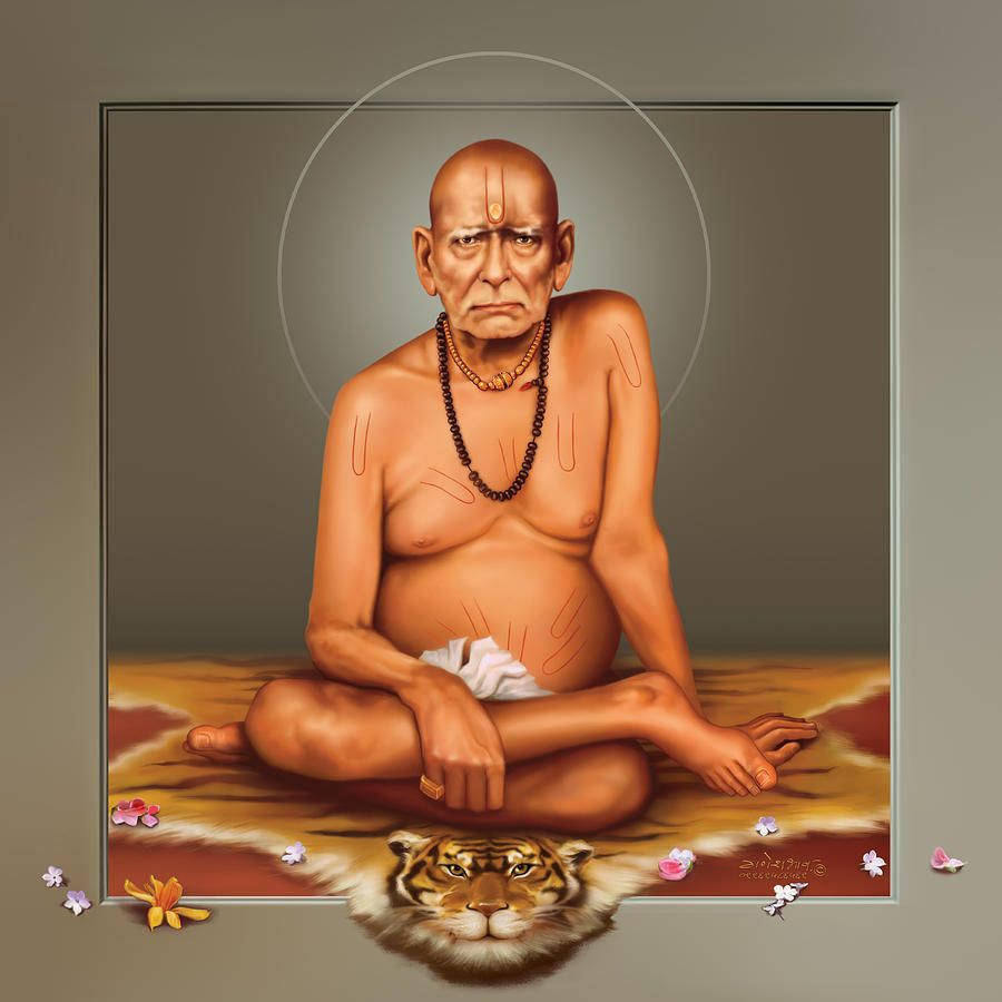 Shri Swami Samarth Tiger Rug Background