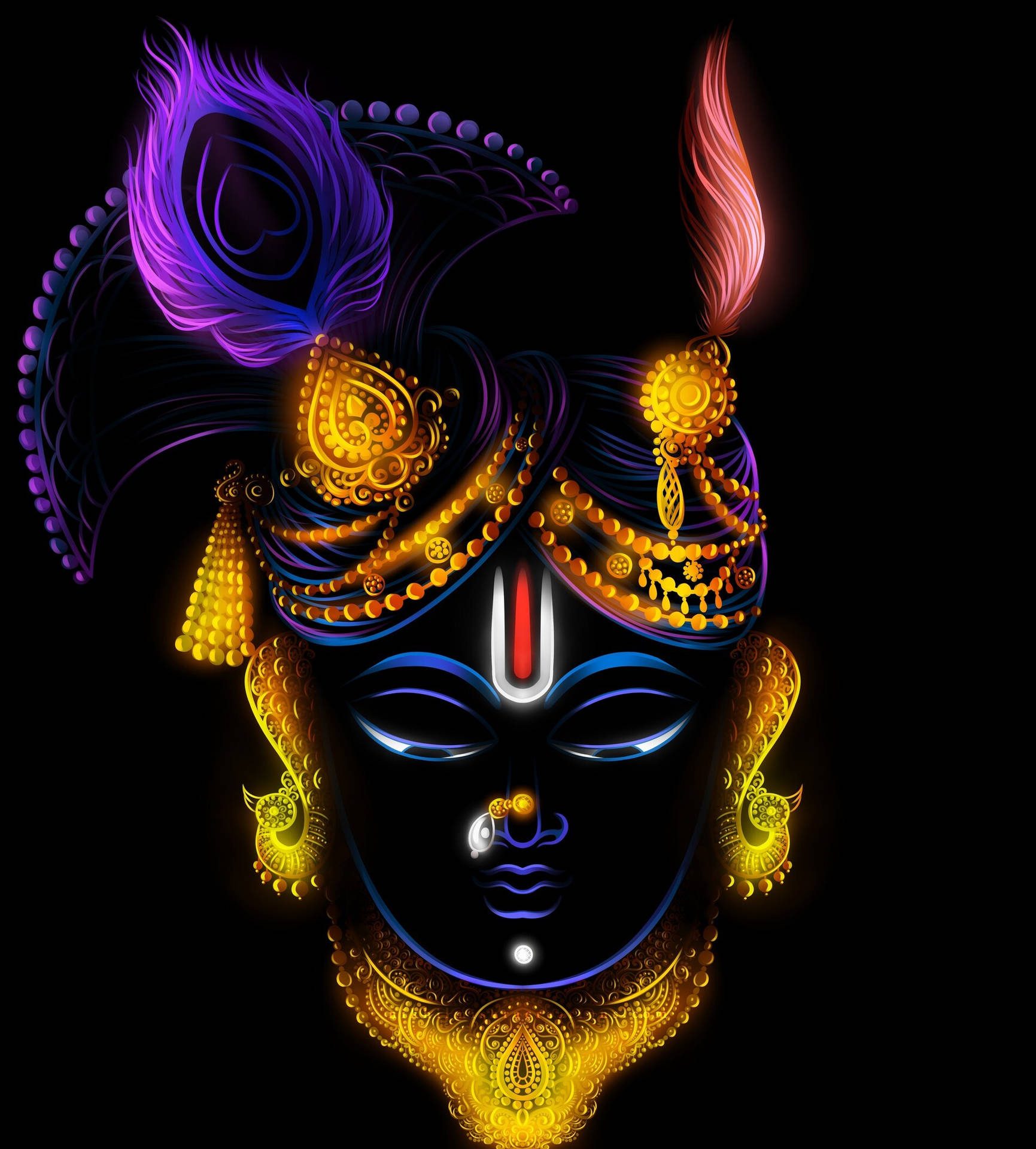 Shrinathji In Neon Art Background