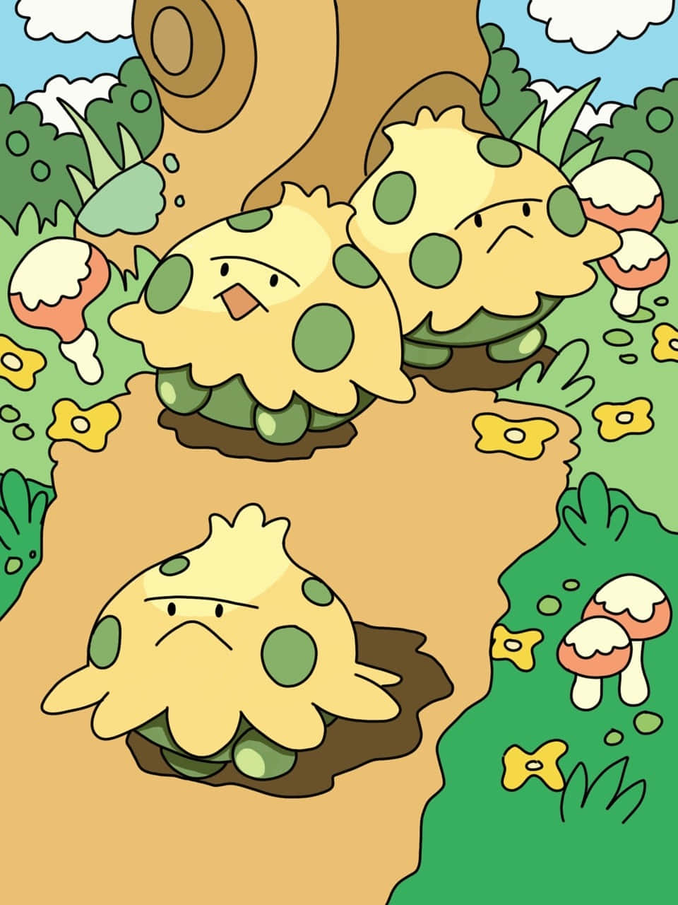 Shroomish Walking Down Path Background