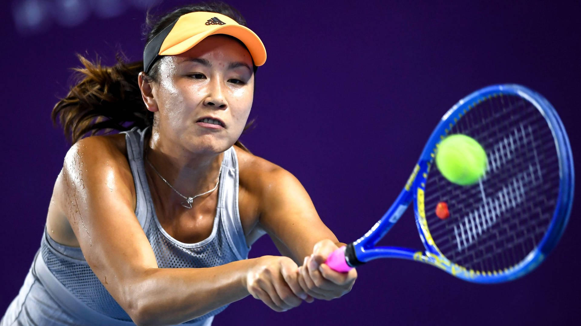 Shuai Peng Ball On Racket Background