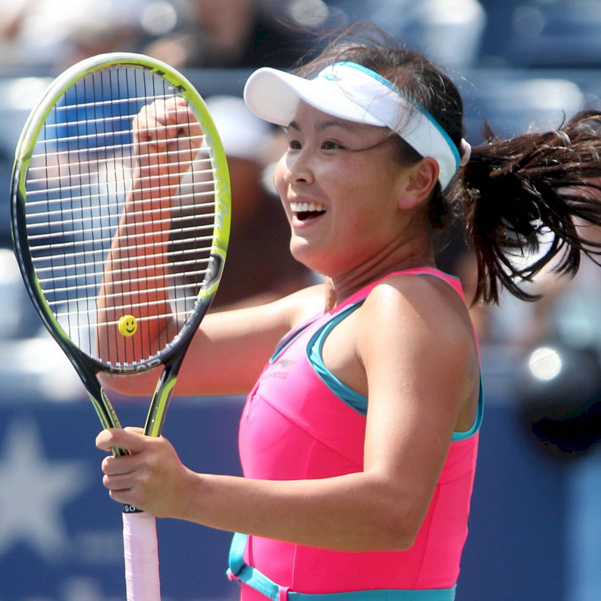 Shuai Peng Exuberantly Celebrating On The Tennis Court