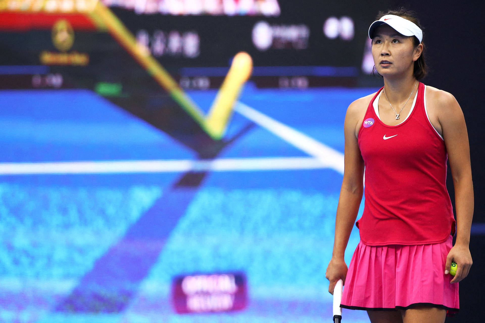 Shuai Peng Red Nike Top Background