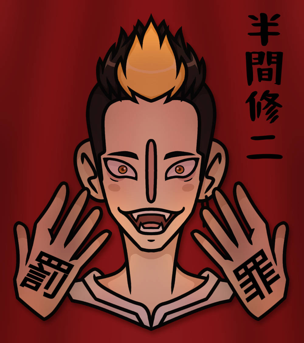 Shuji Hanma Red Cartoon Background