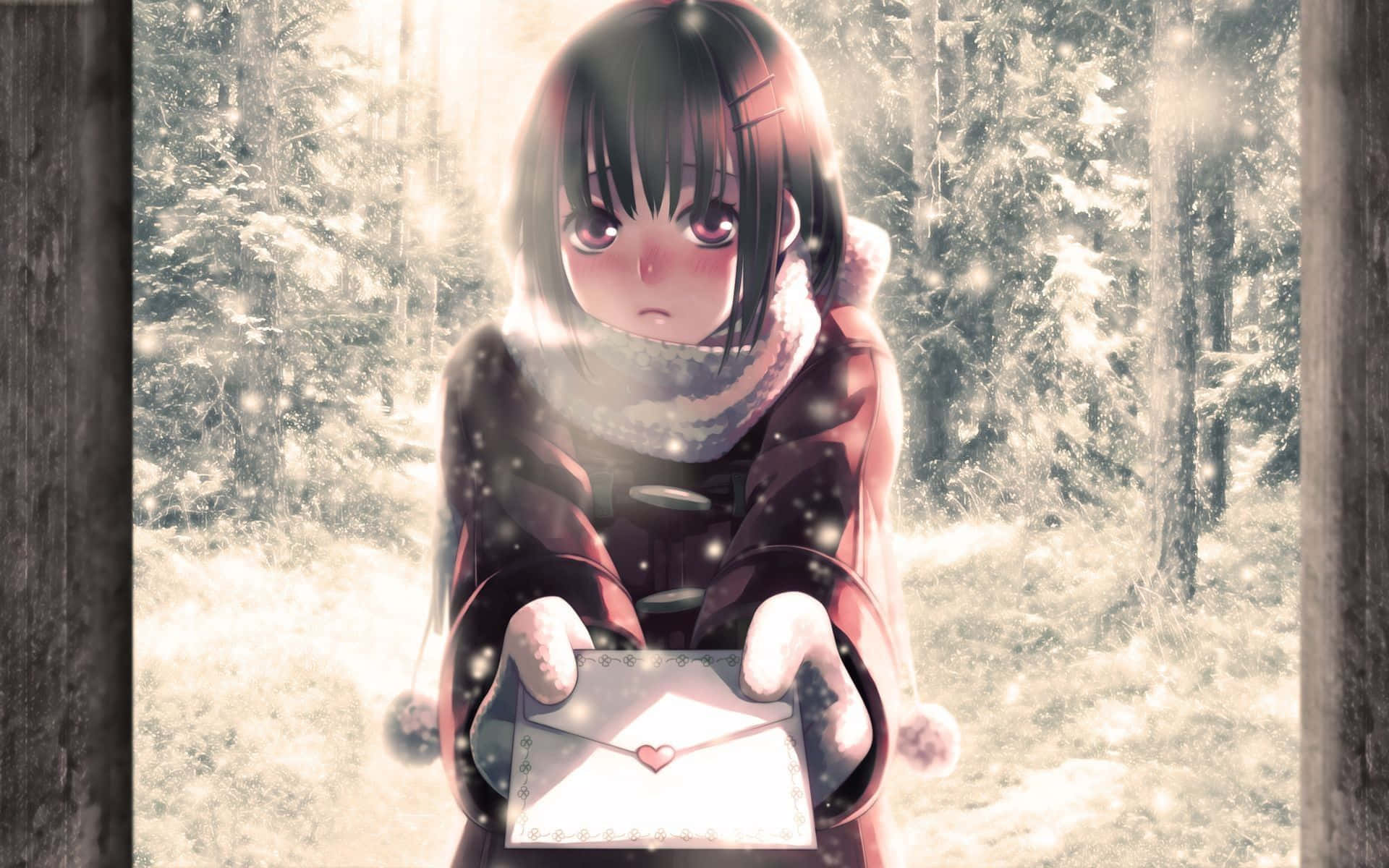 Shy And Blushing Anime Girl Background