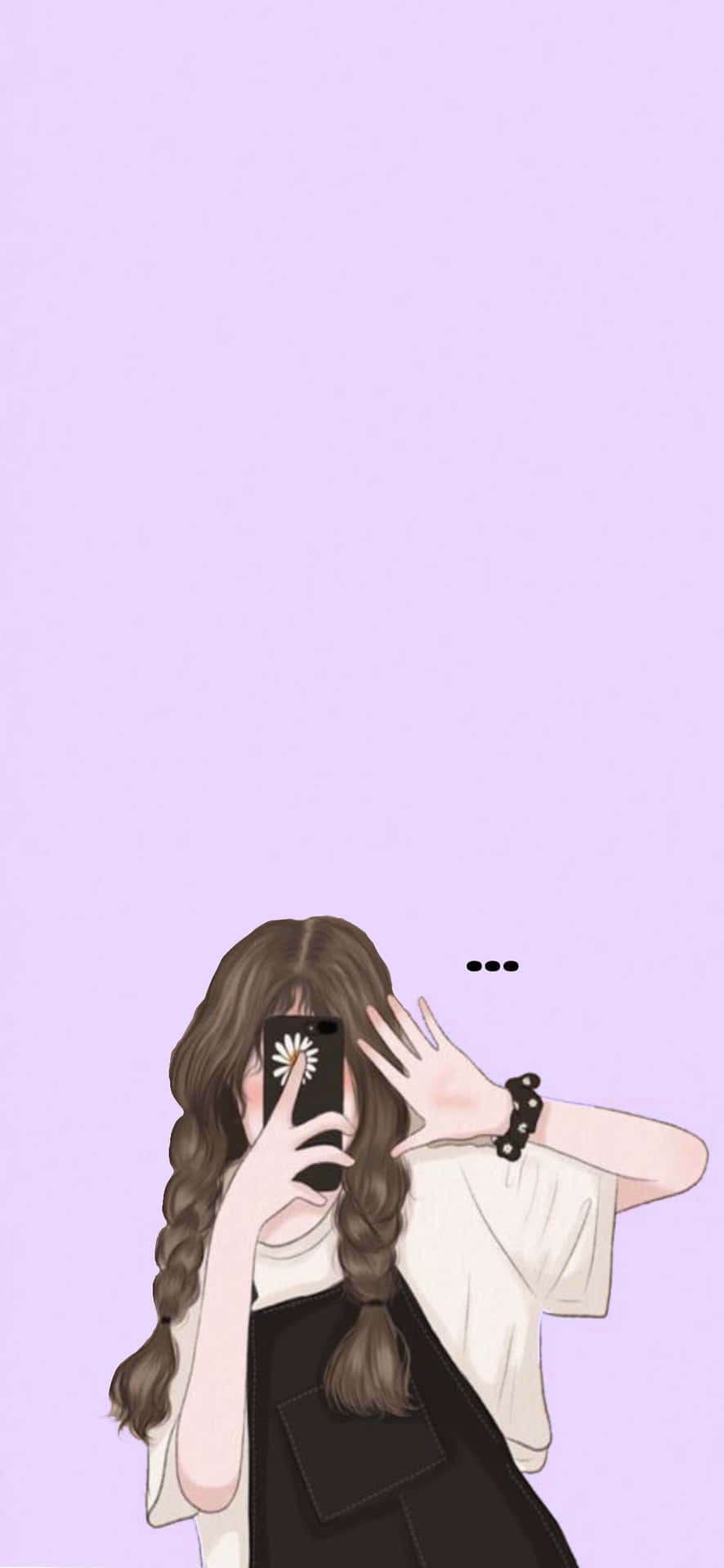 Shy Girl Aestheticwith Phone Camera Illustration Background