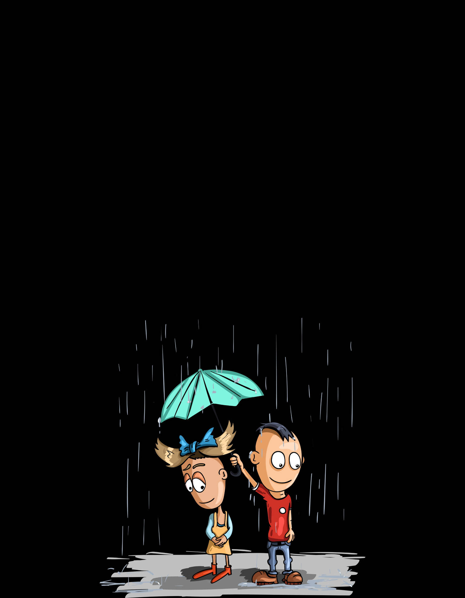 Shy Rain Couple Background