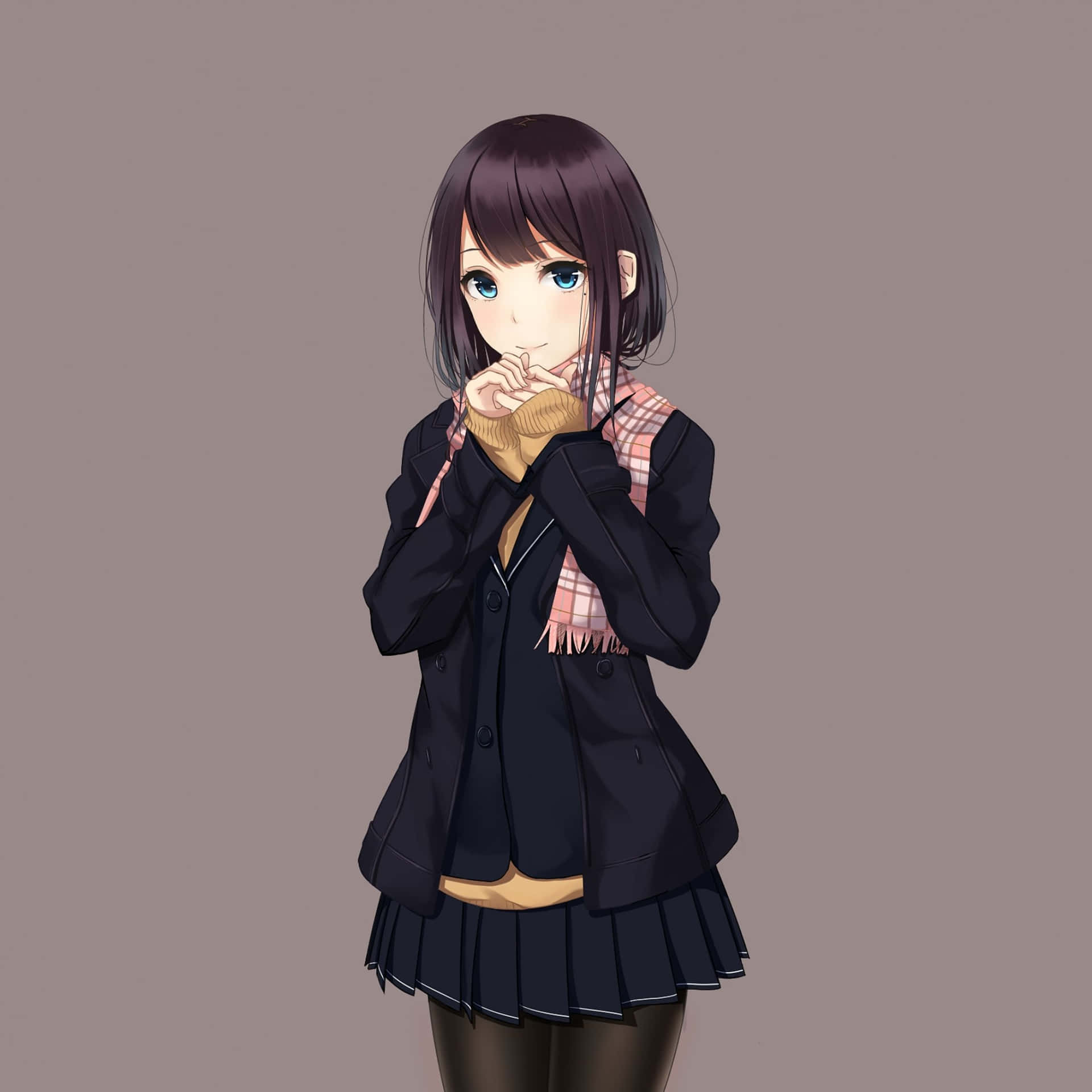 Shy School Girl Uniform Background