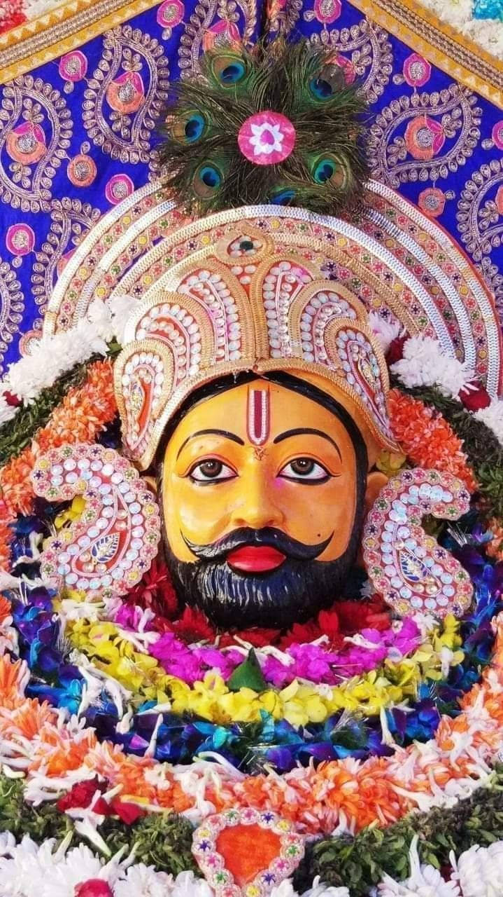 Shyam Baba Close-up With Flowers Background