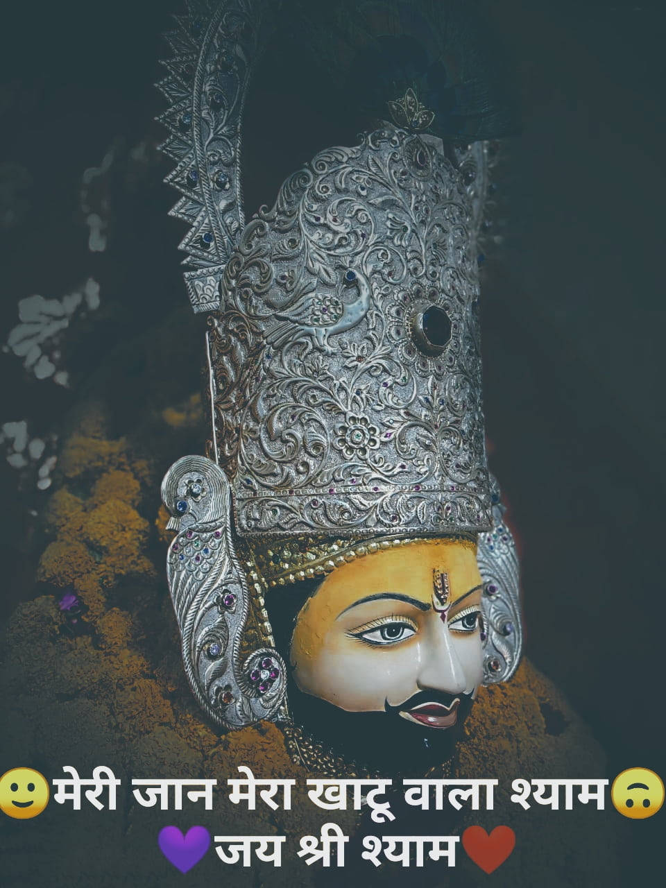 Shyam Baba Statue With Crown Background