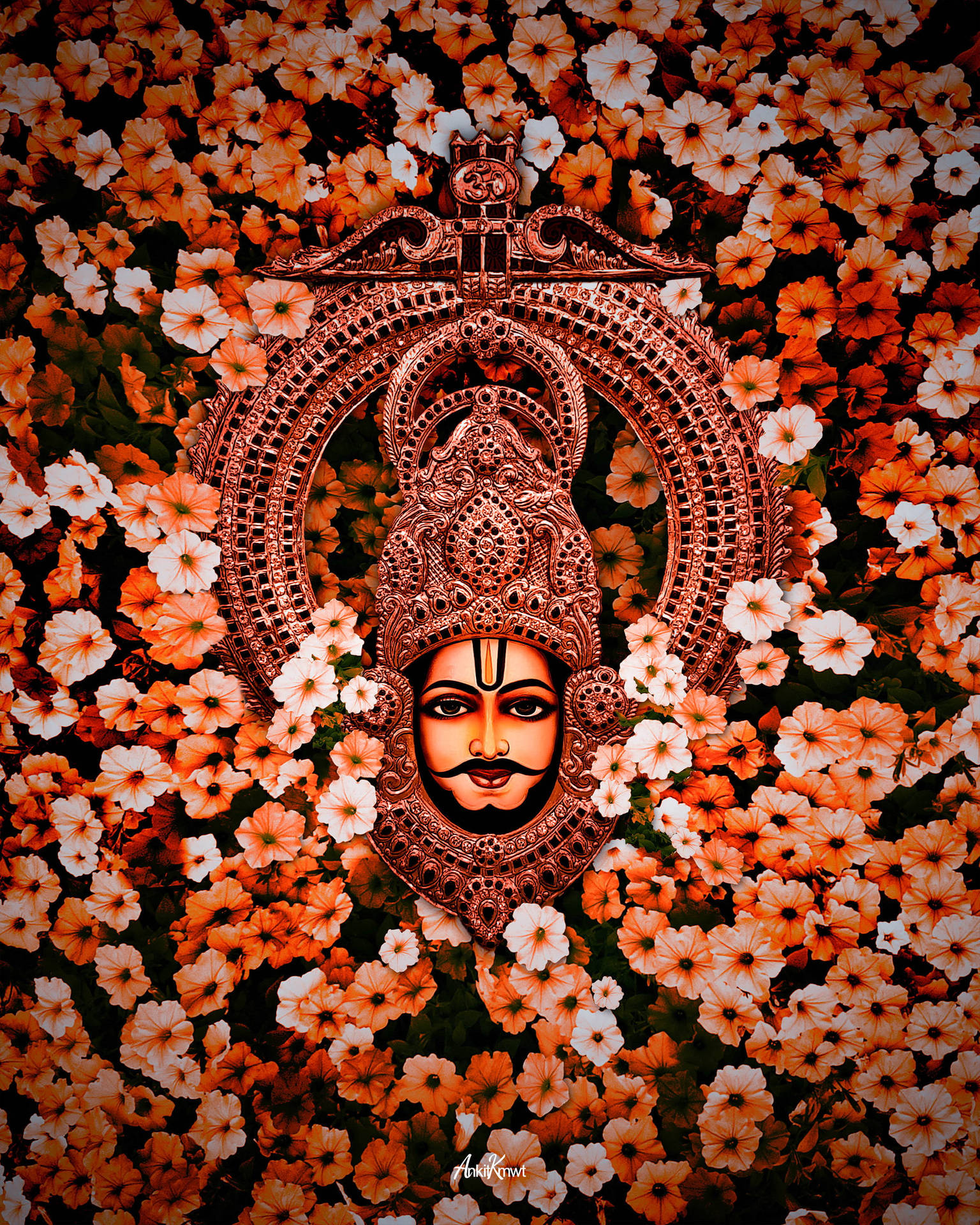 Shyam Baba With Flowers Artwork Background