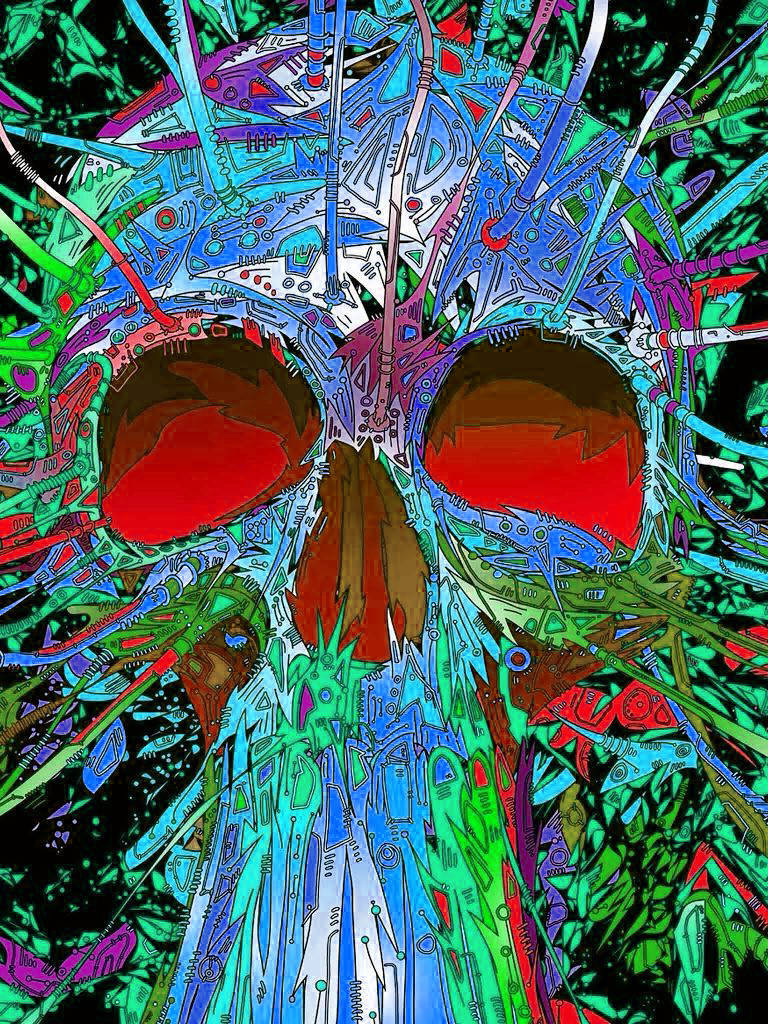 Sick Phone Colorful Skull Background