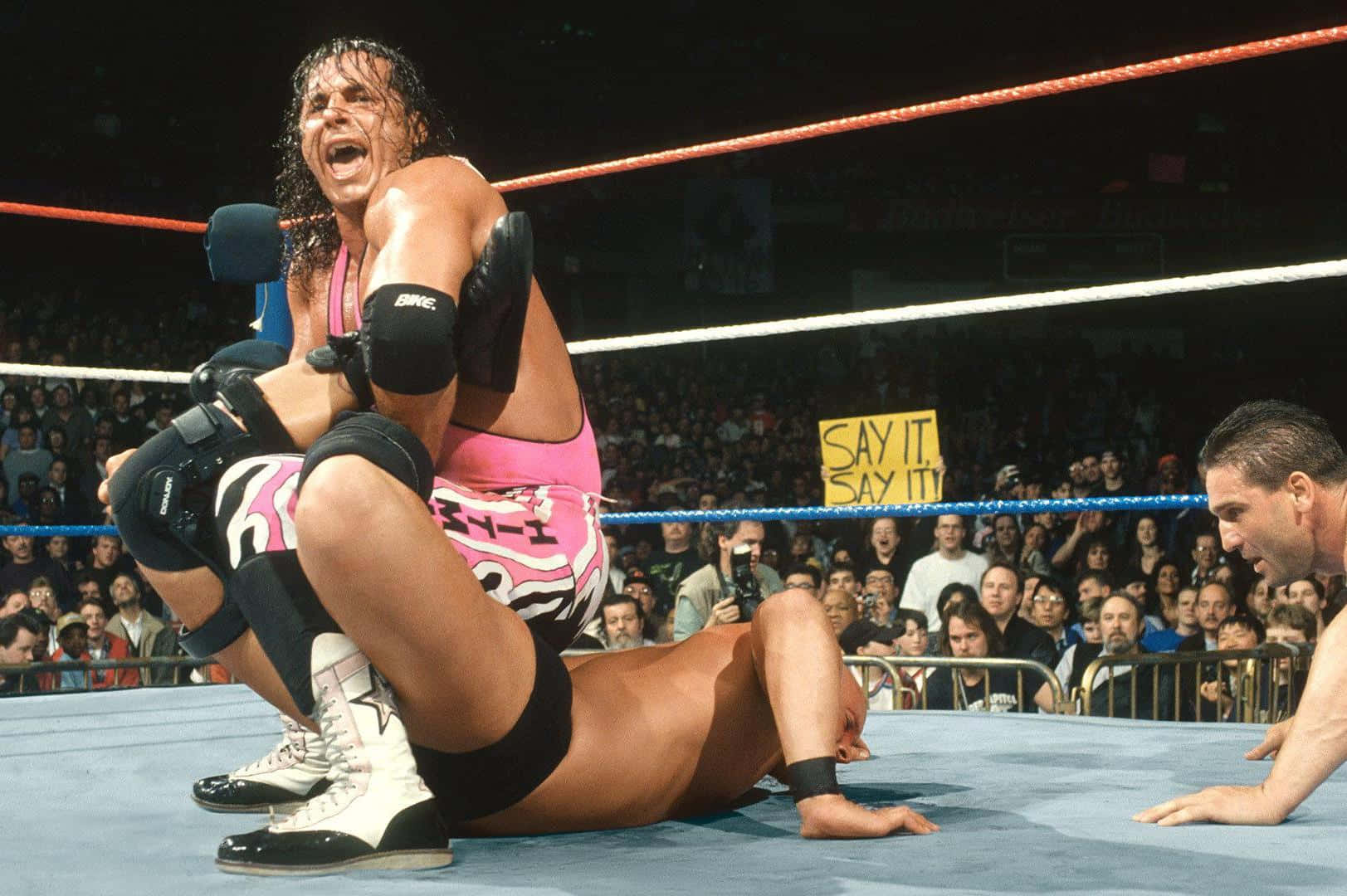 Sid Vicious Sitting On His Opponent's Back Background