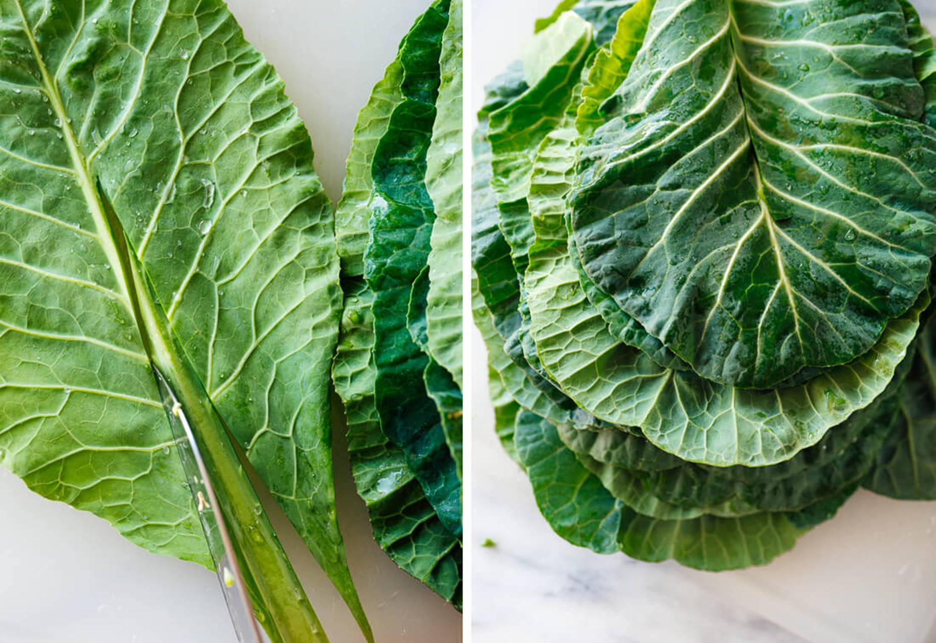 Side By Side Collard Greens Vegetables Background