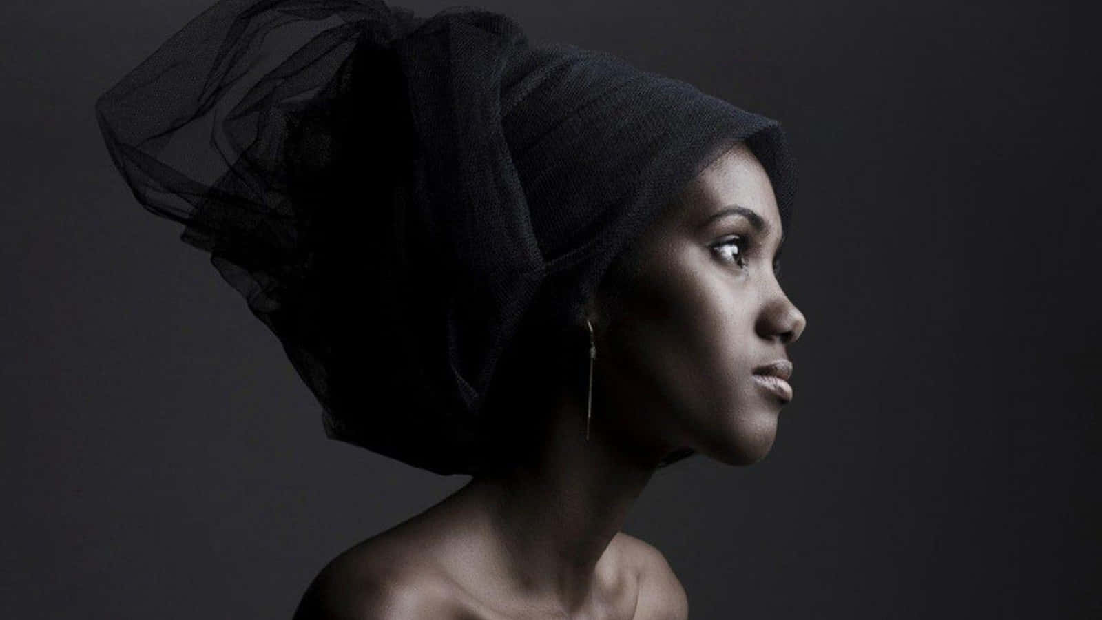 Side Profile Black Female Model Background