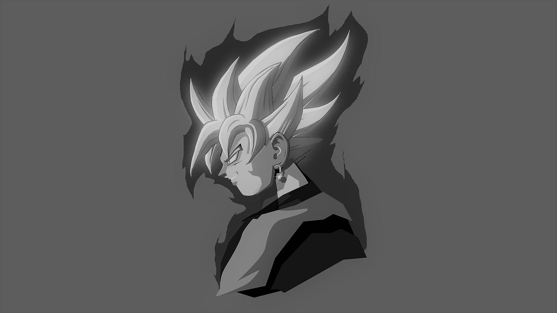 Side Profile Goku Black And White Background