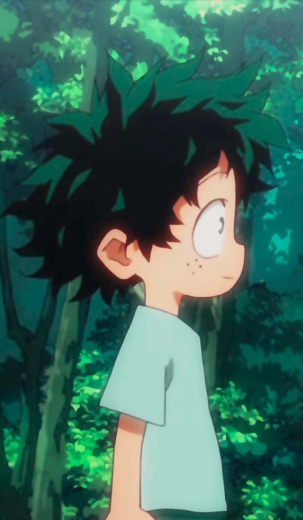 Side Profile Of Young Deku Phone Background