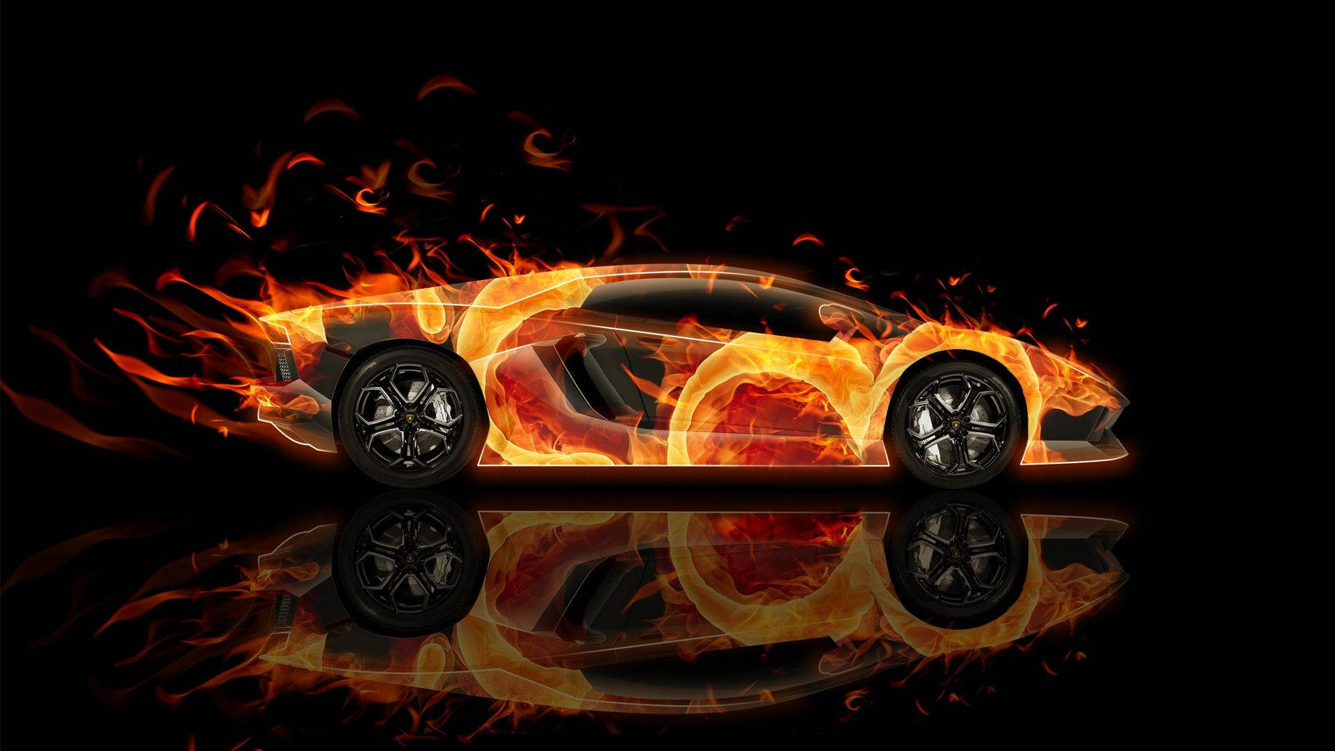 Side View Of Fire Car