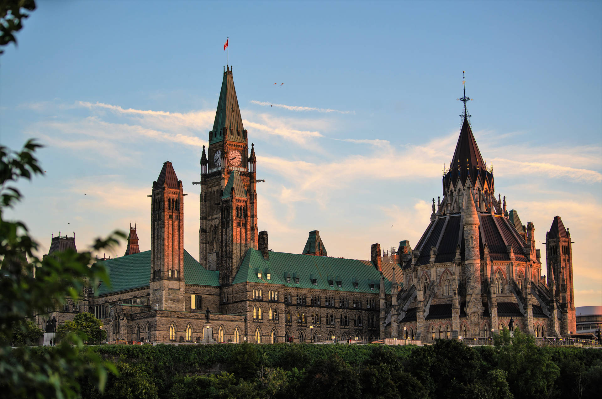 Side View Of Parliament Hill In Ottawa Background