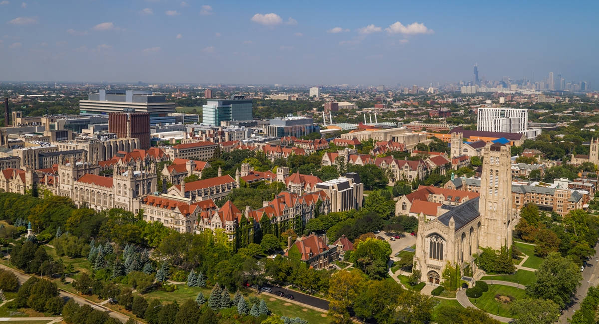 Side View Of The Iconic University Of Chicago Campus Background