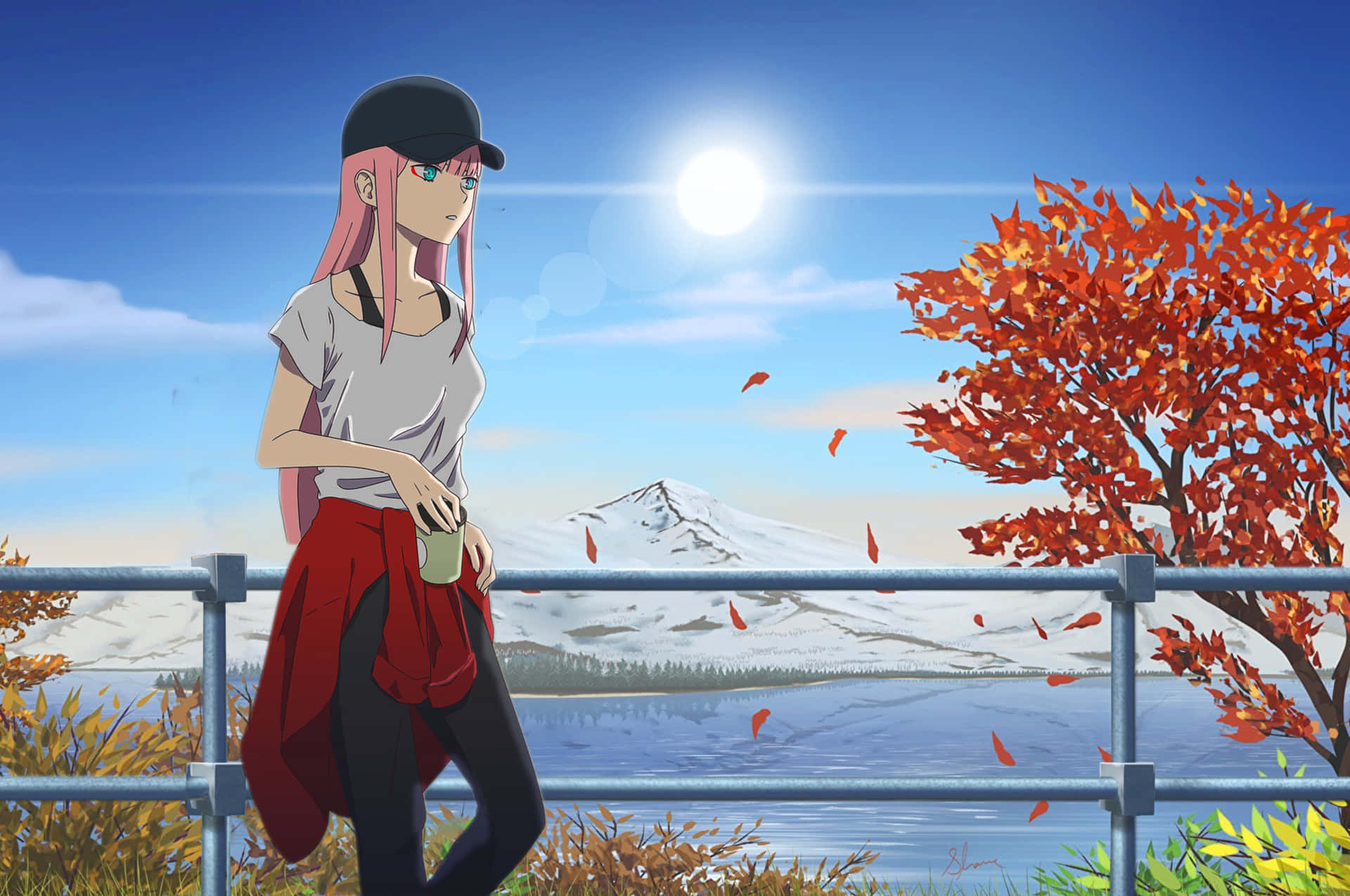 Side View Zero Two Aesthetic Background