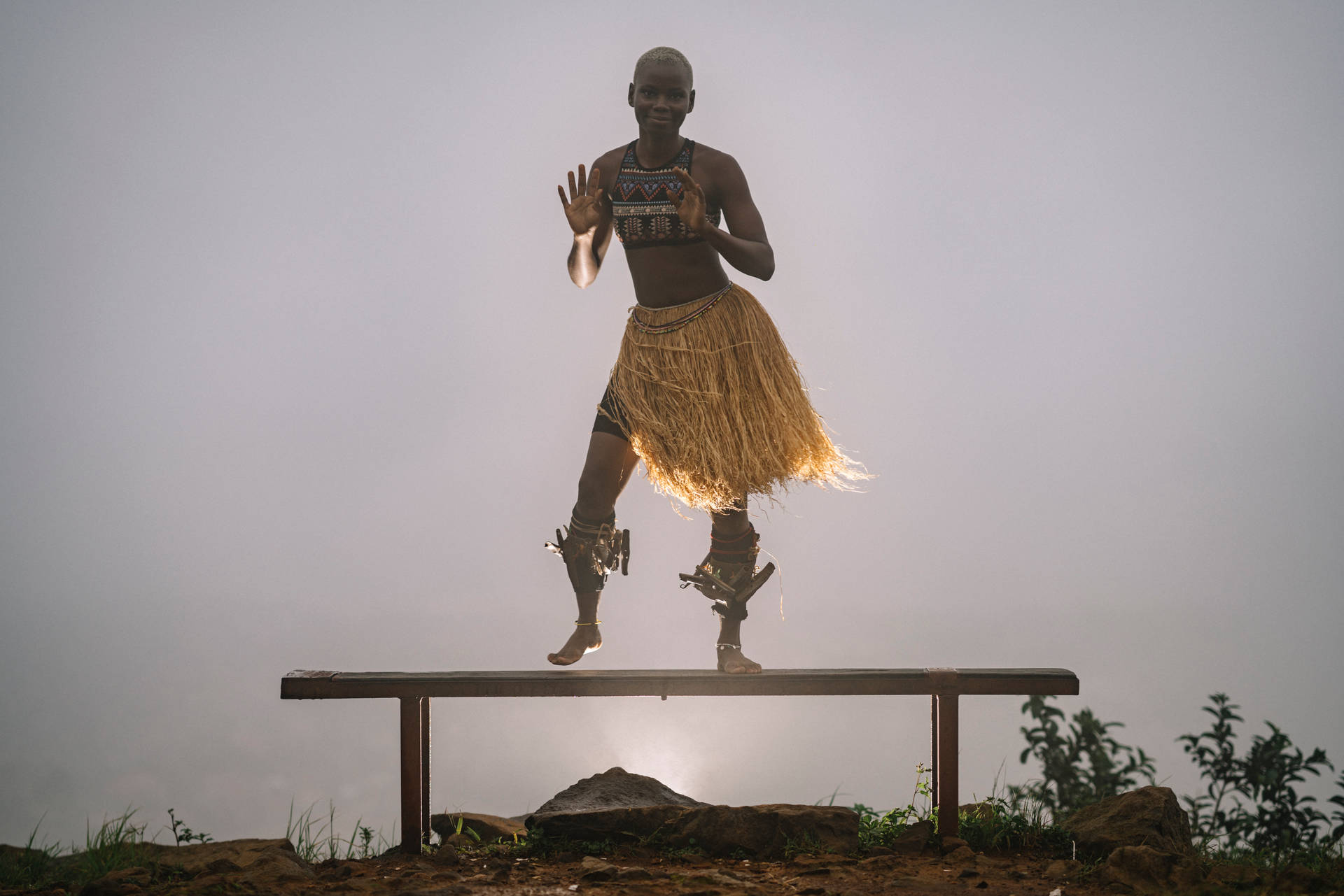 Sierra Leone Woman Performing Traditional Dance Background
