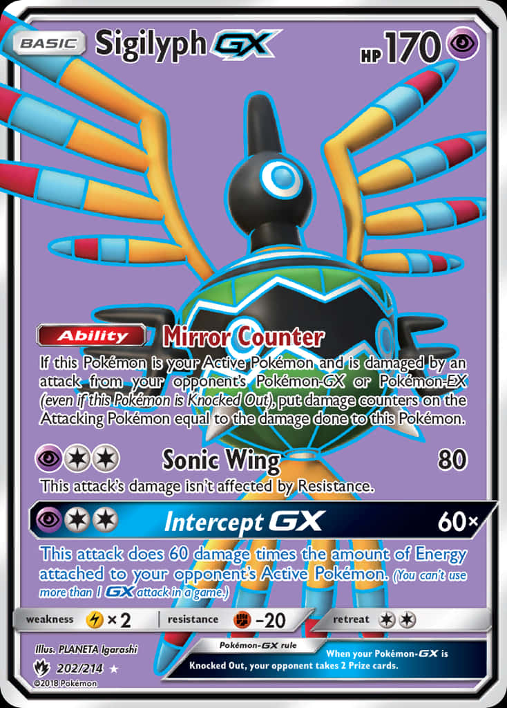 Sigilyph Card With Plain Purple Background Background