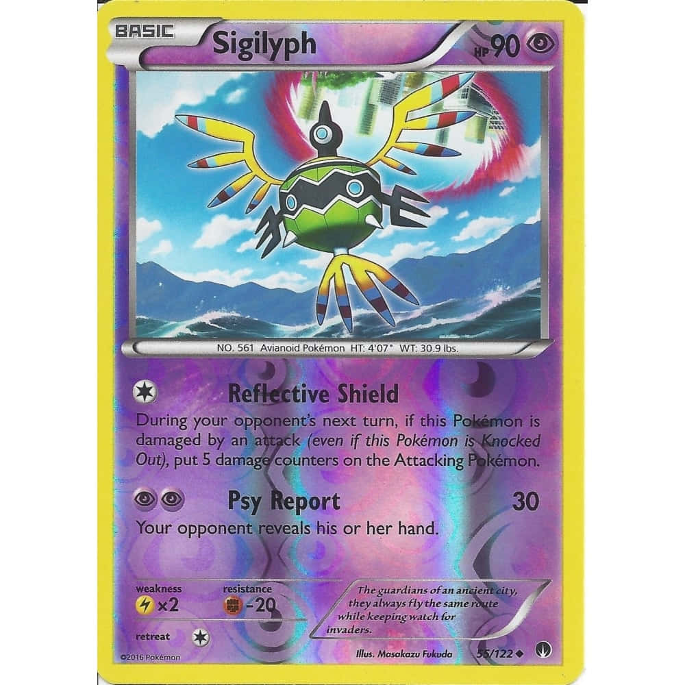 Sigilyph Card With Yellow Border Background