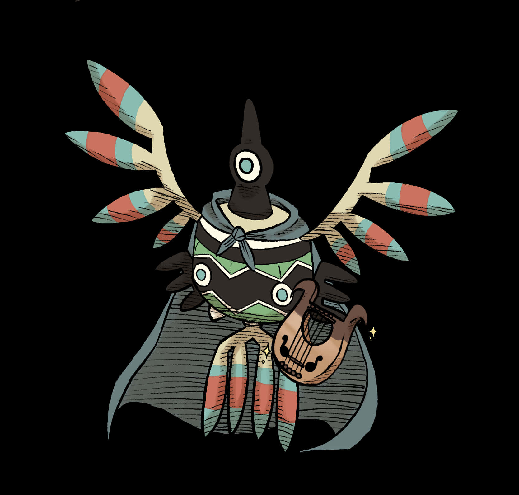 Sigilyph With Lyre And Cape Background