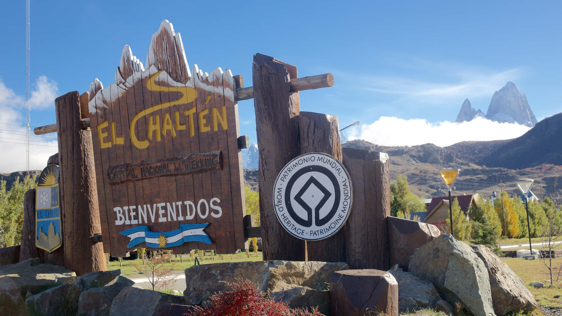 Signage Before Entering The El Chalten Background