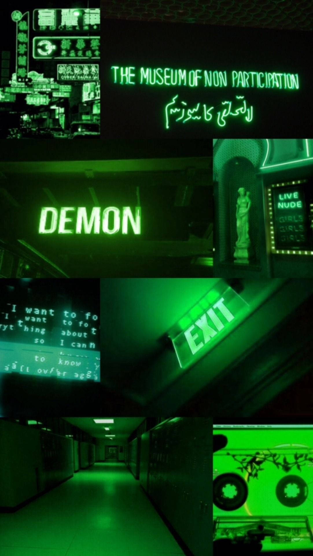 Signages Neon Green Aesthetic Background