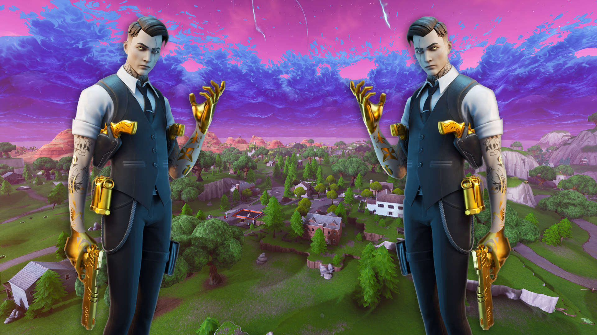 Signature Golden Pistol Midas Fortnite Skin Mirrored Background