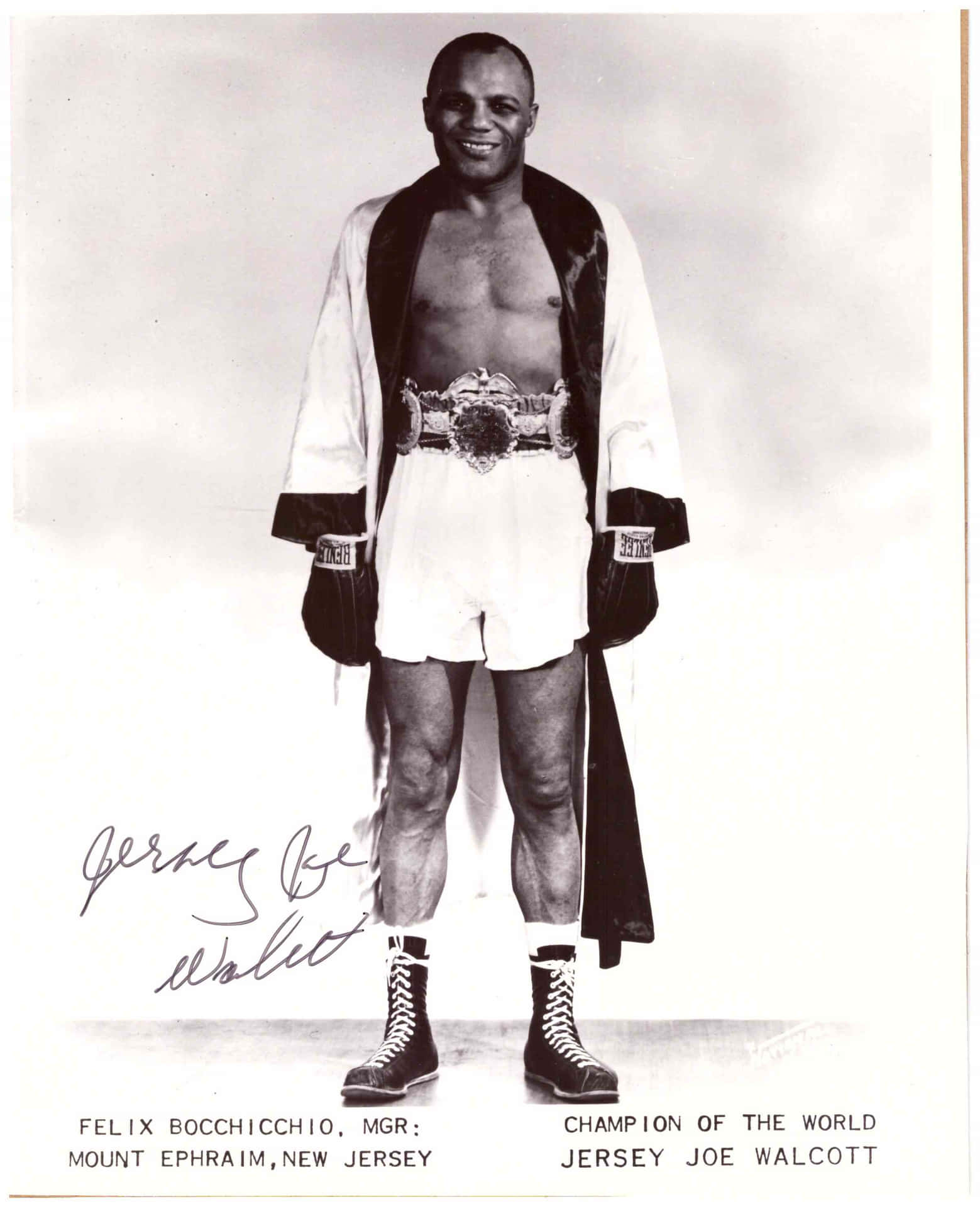 Signed Photo Of Jersey Joe Walcott Winning A World Title