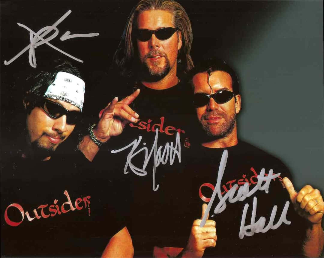 Signed Photo Of Nwo With Kevin Nash Background