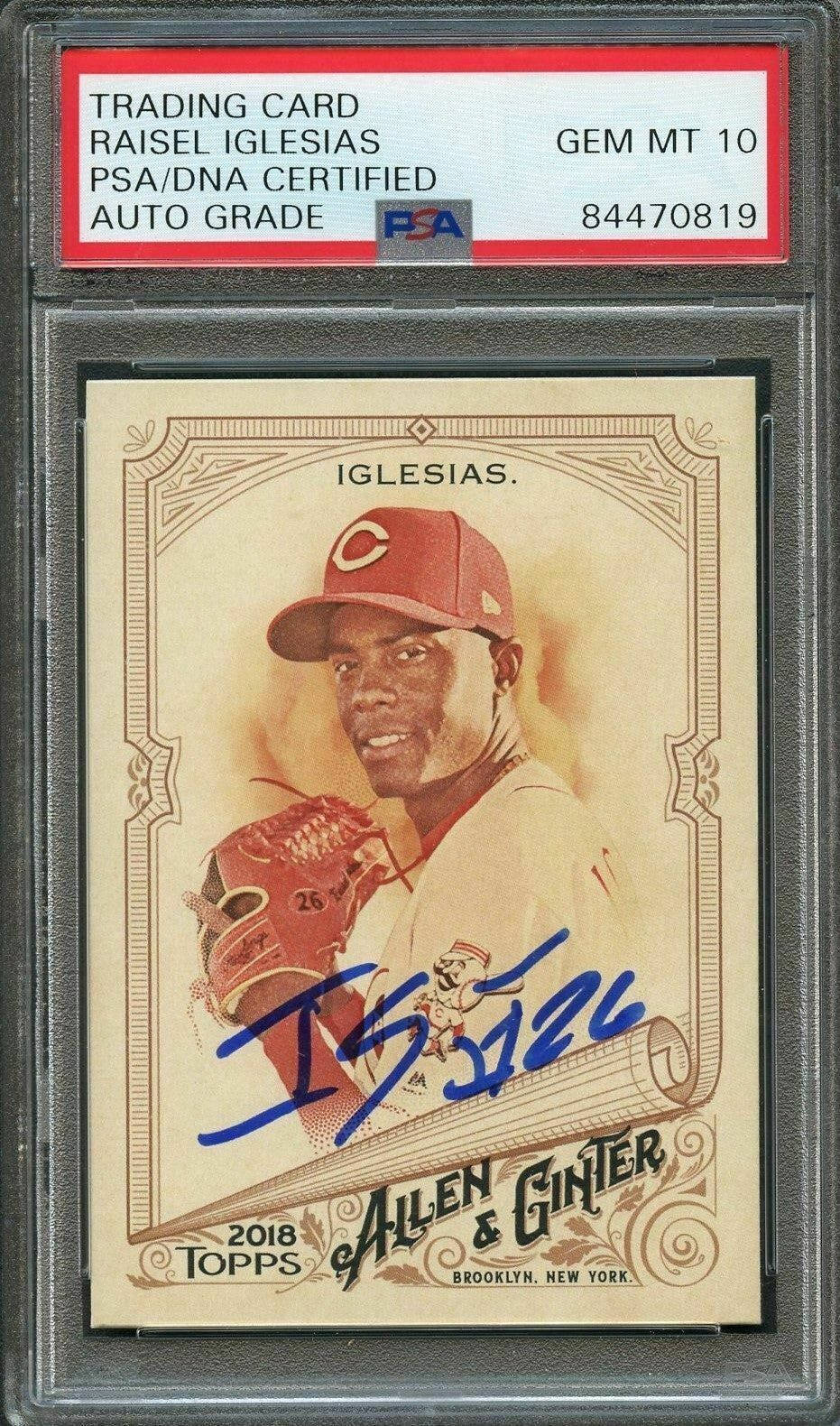 Signed Raisel Iglesias Card Background