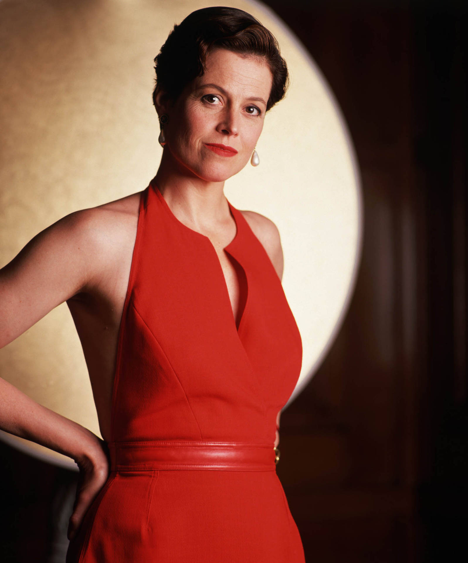 Sigourney Weaver Red Dress Actress Background