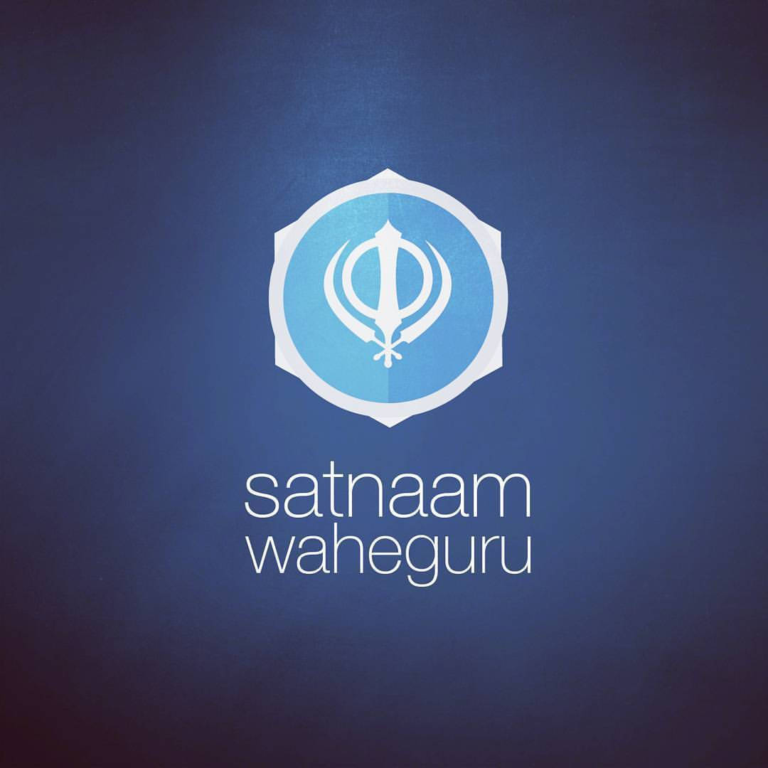 Sikhism Symbol Satnaam Waheguru Blue Background