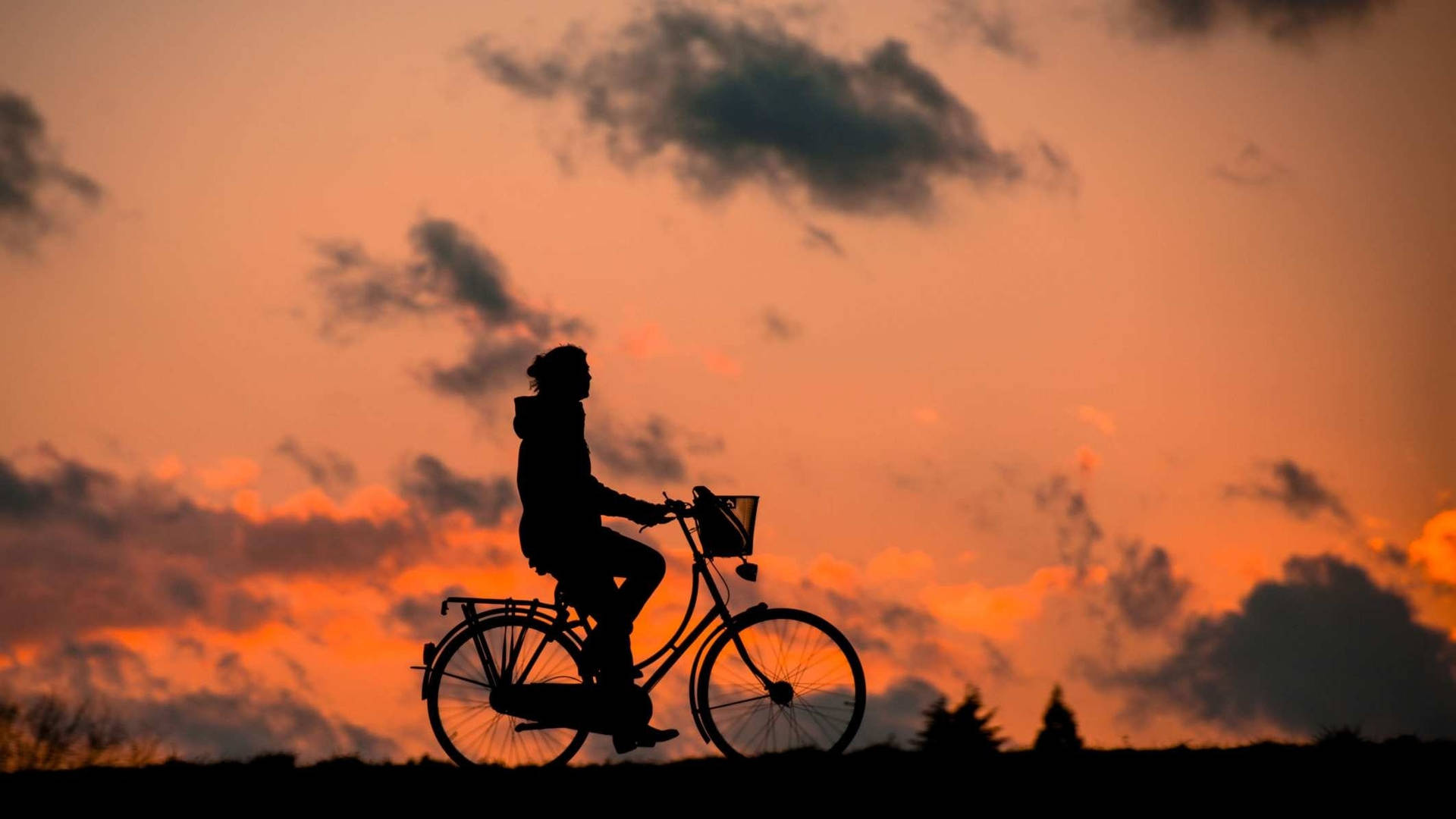 Silhouette Boy Bicyclist Background