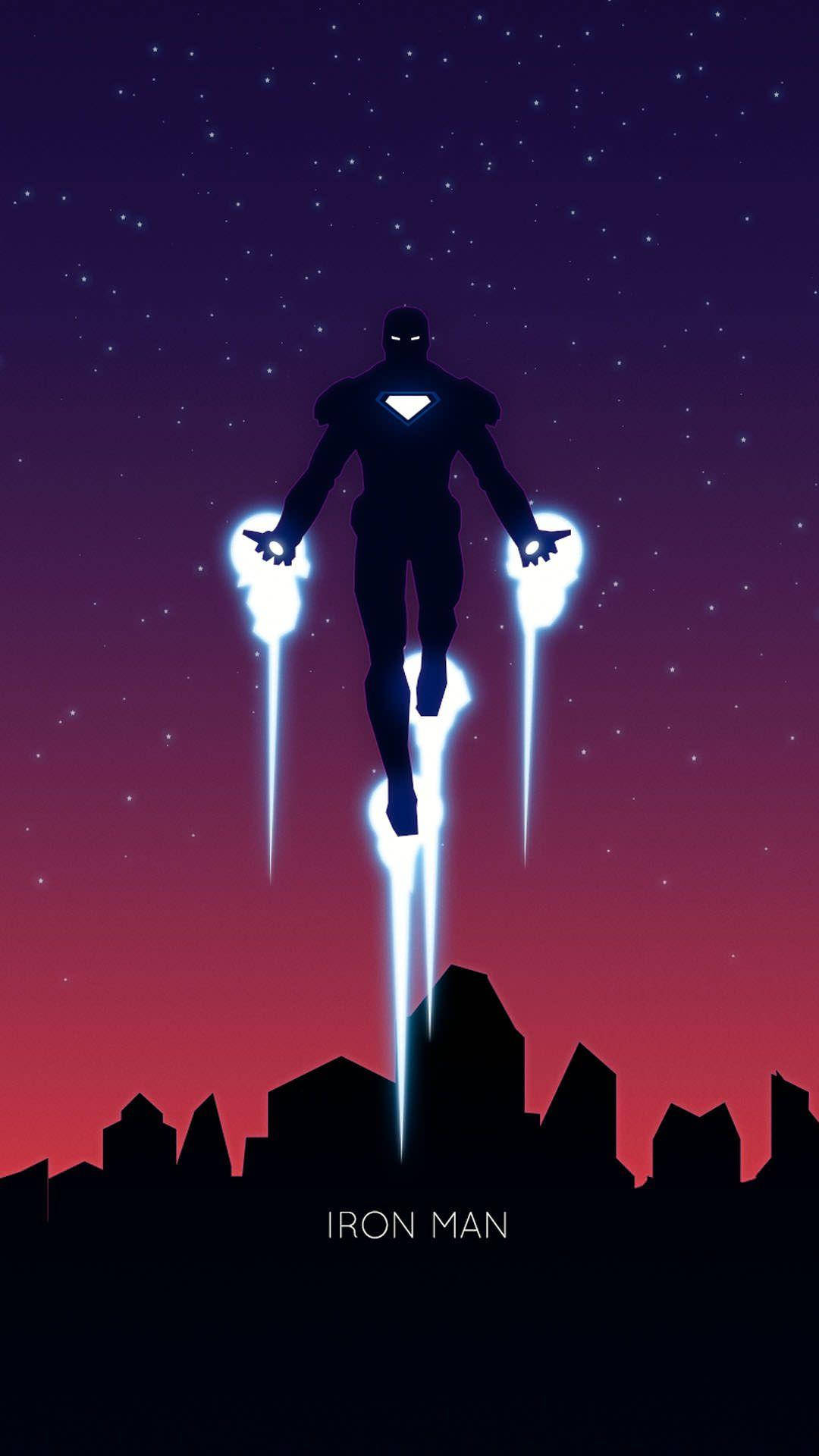 Silhouette Flying Iron Man Iphone Background