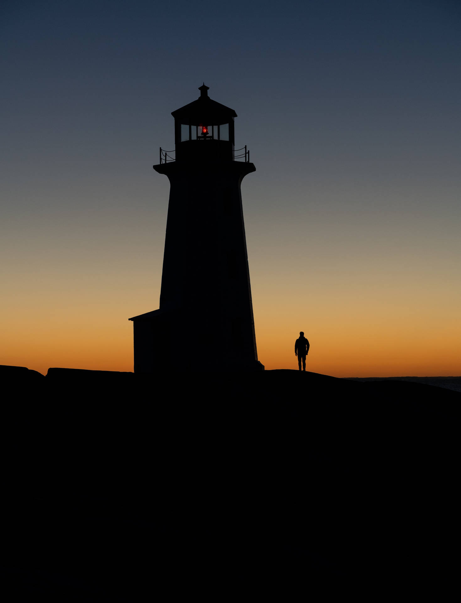 Silhouette Giant Lighthouse Background