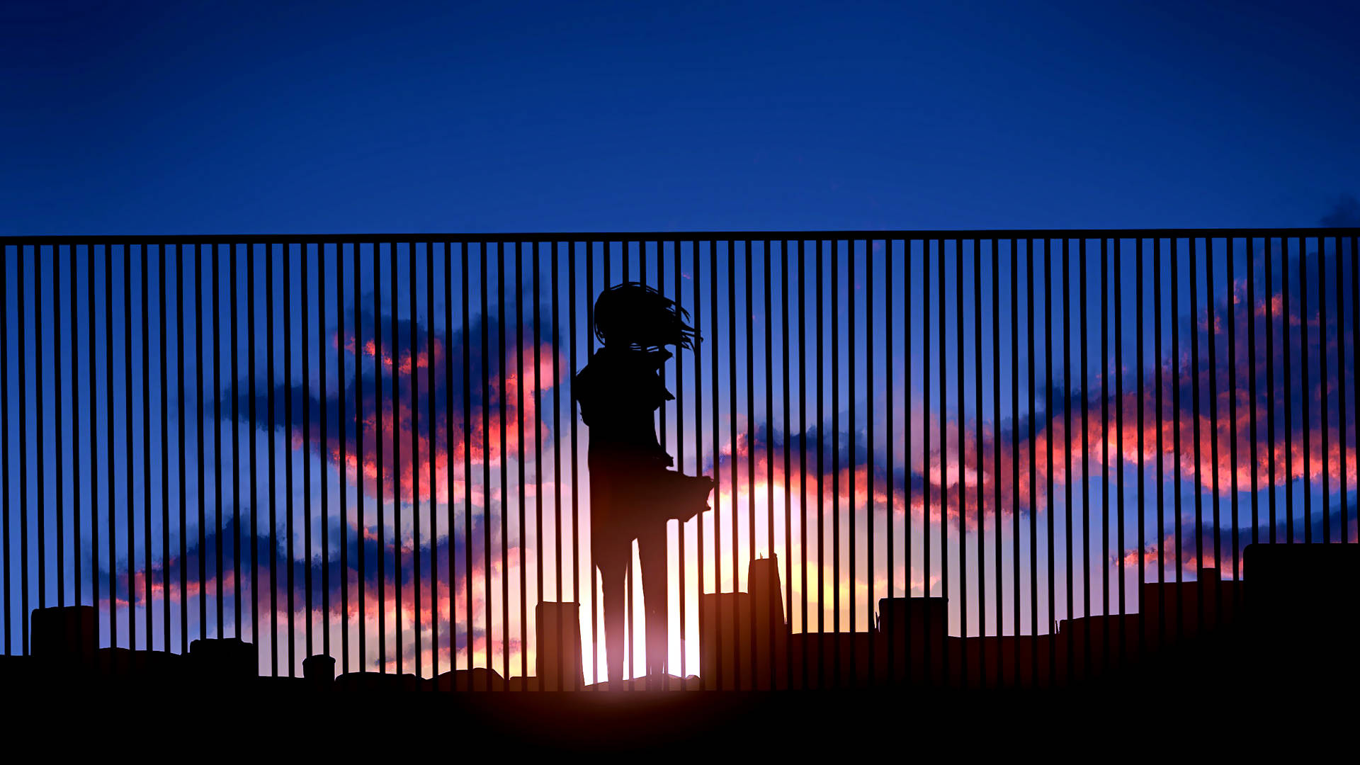 Silhouette Girl Anime Aesthetic Background