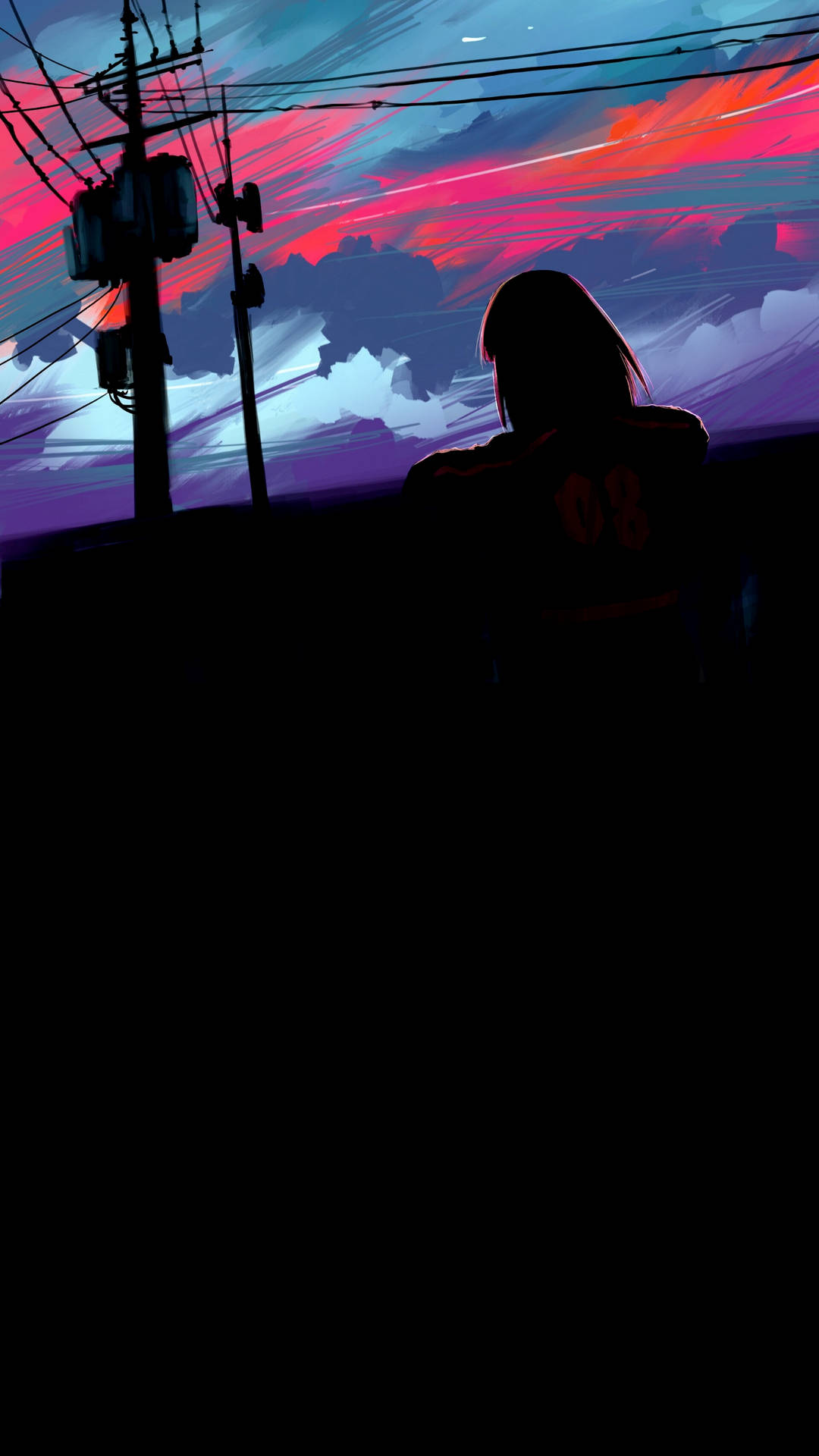 Silhouette Girl Oled Phone Background