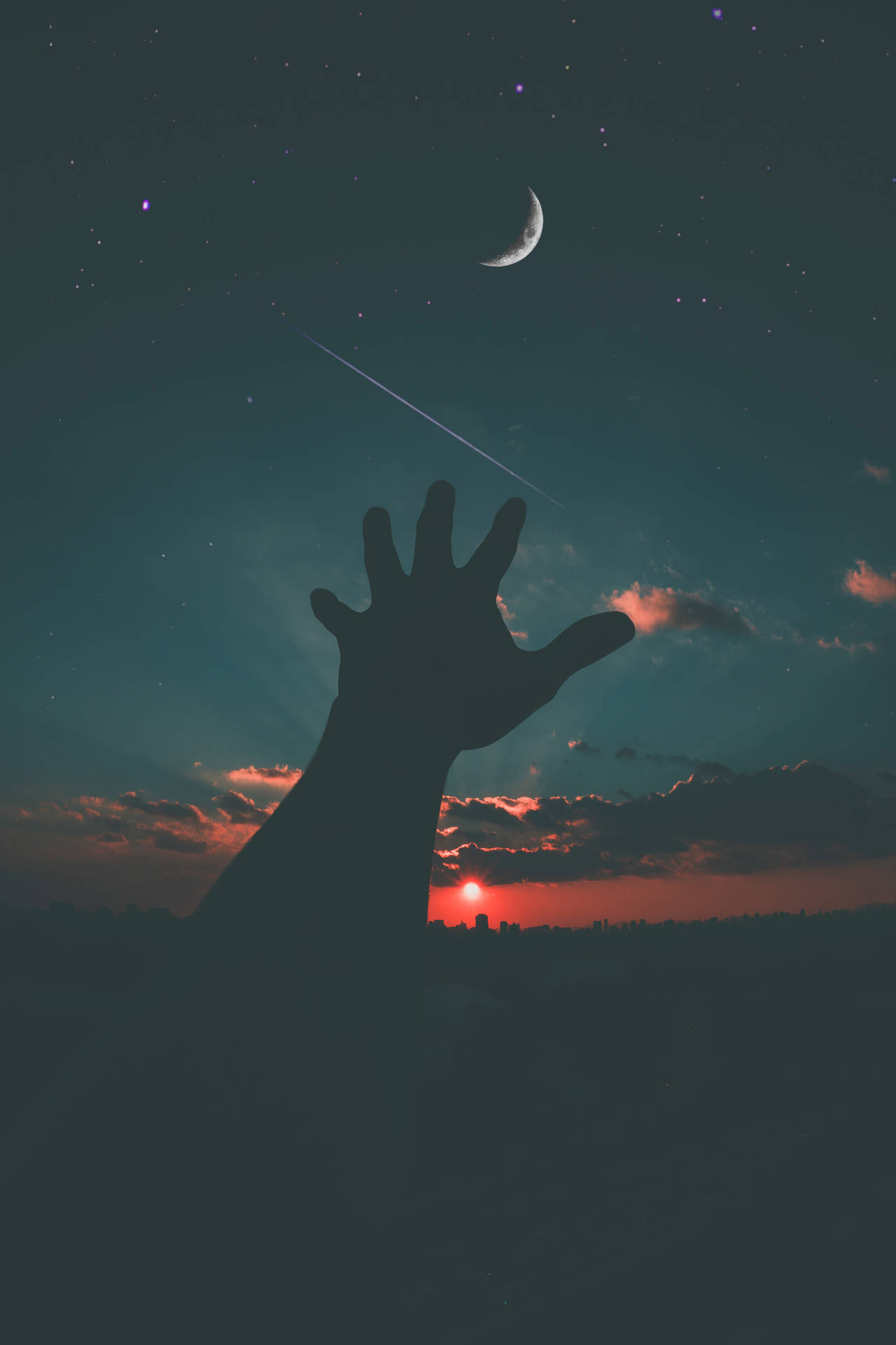 Silhouette Hand And Moon